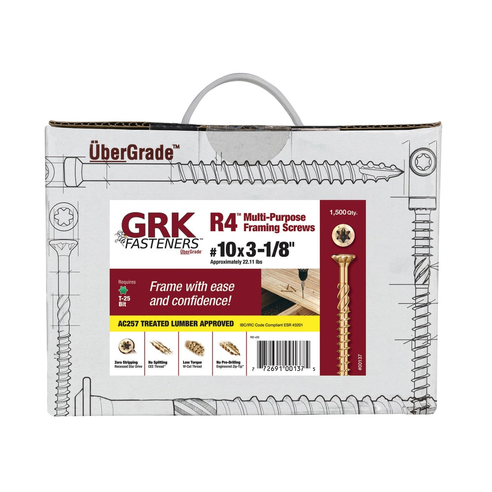 GRK #10 x 3-1/8-in Double-barrier R4 Exterior Wood Screws (600-Per Box) 137