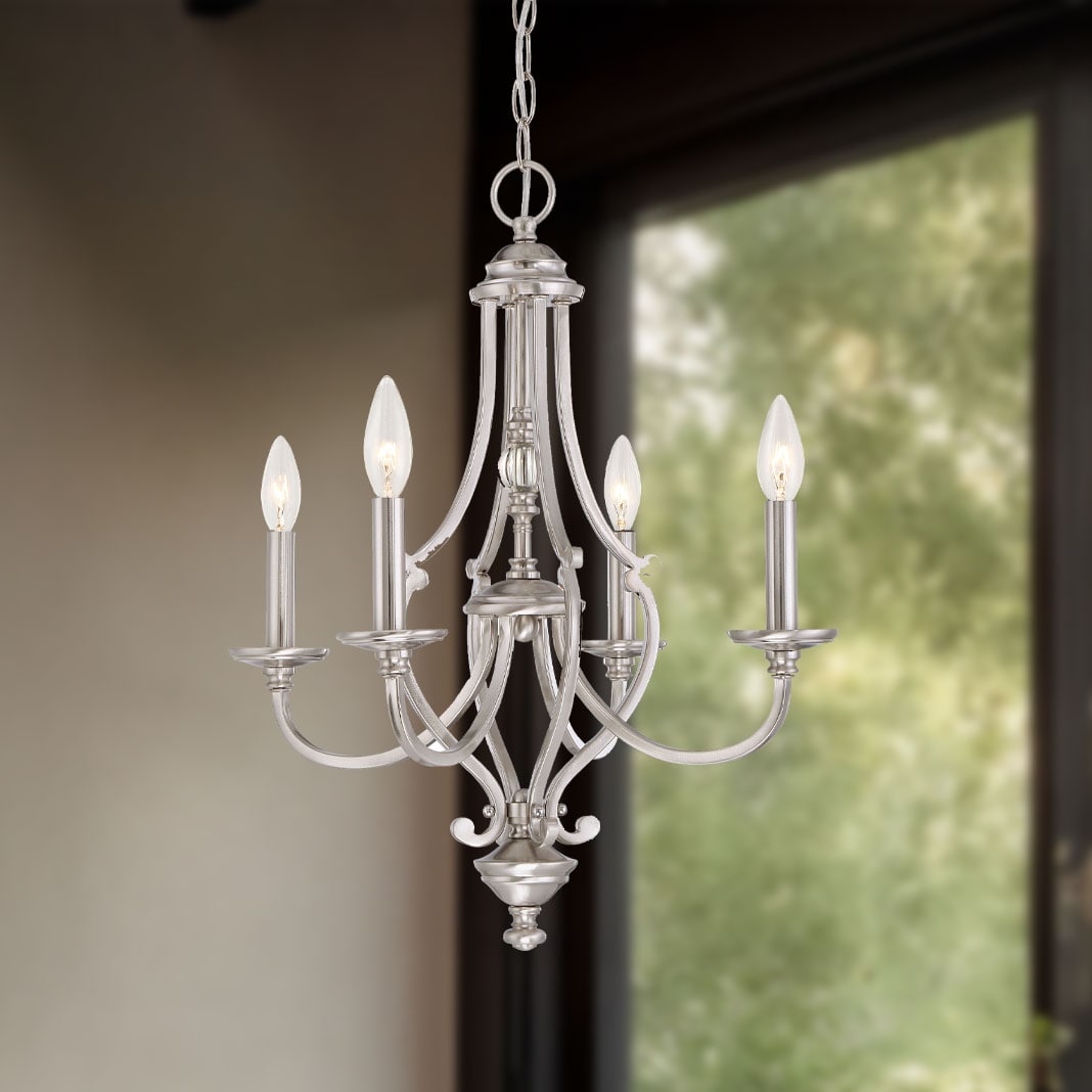 Minka Lavery Savannah Row 4 -Light Brushed Nickel Traditional For Use in Bedrooms, Dining Rooms, Foyers, Living Rooms Chandelier 1664271
