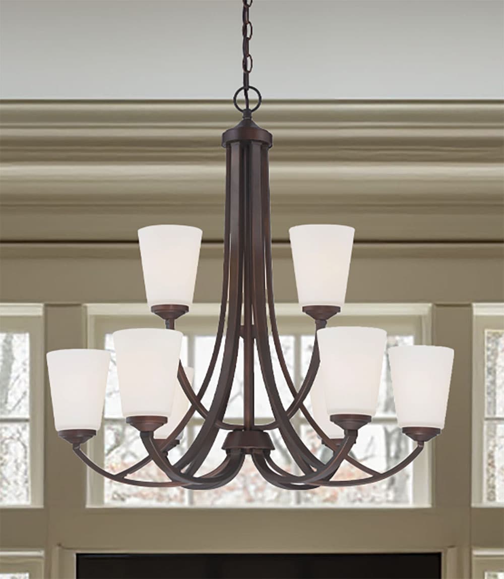 Minka Lavery Overland Park 9 -Light Matte Bronze Transitional For Use in Bedrooms, Dining Rooms, Foyers, Kitchens, Living Rooms Chandelier 1664533