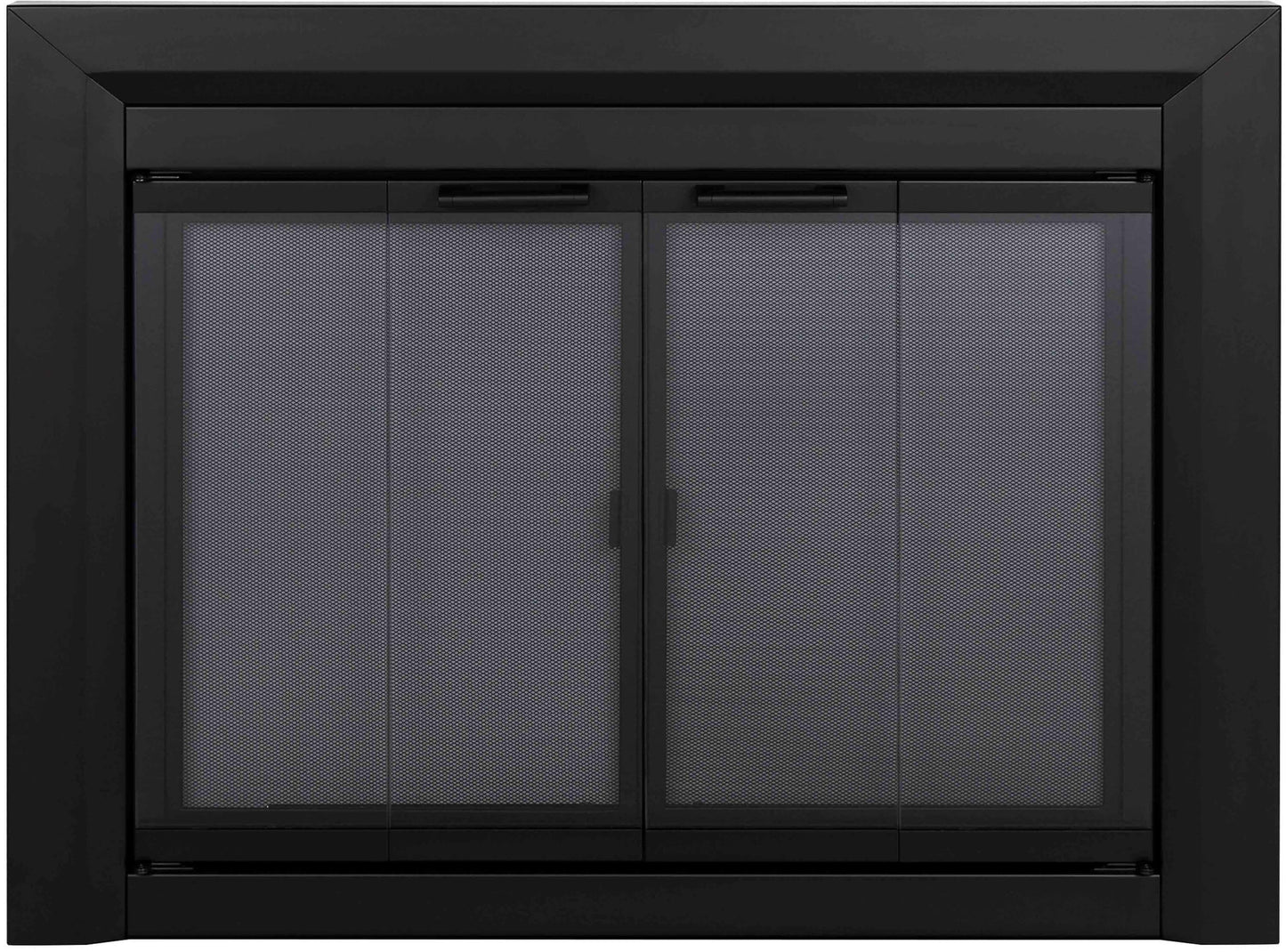 Pleasant Hearth Clairmont Black Small Bifold Fireplace Doors with Smoke Tempered Glass CM-3010