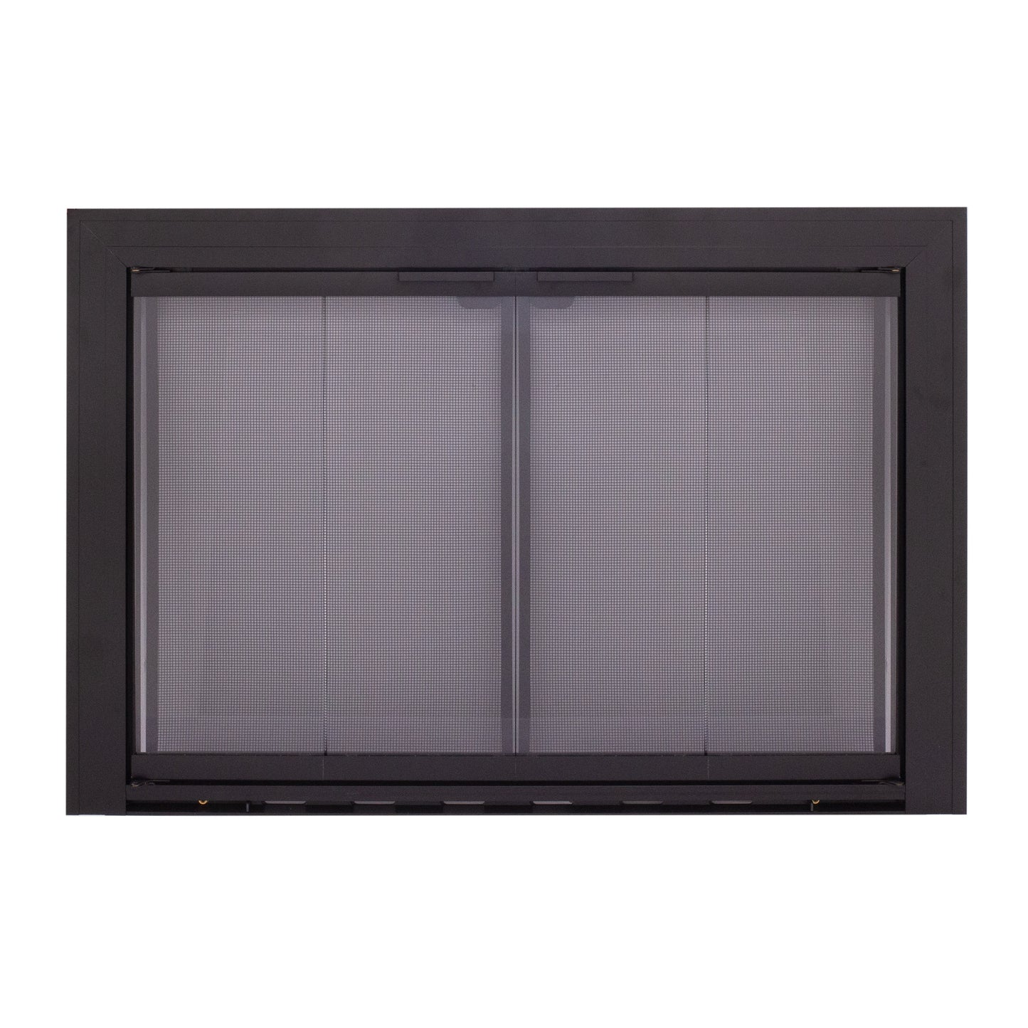 Pleasant Hearth Linear Alluminum Black 31.5-in to 35.5-inW x 25.25-in to 28.75-inH Bifold Fireplace Doors with Smoke Tempered Glass SL-4011BL