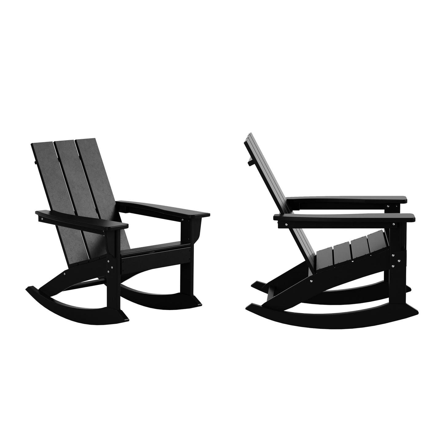 Westin Furniture Shoreside Set of 2 Black HDPE Frame Rocking Chair with Slat Seat