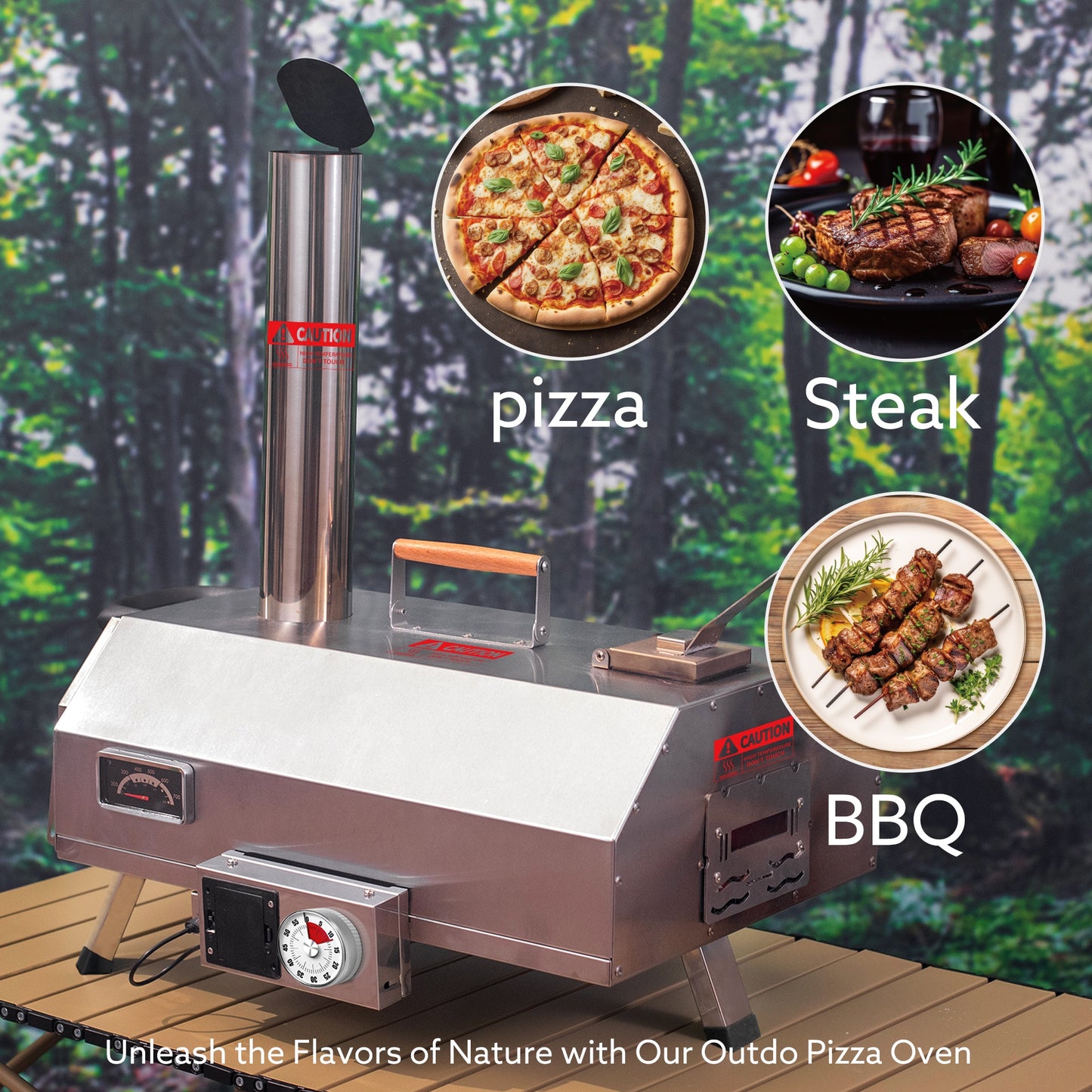 Runesay Pizza Oven Stainless Steel Hearth Wood-fired Outdoor Pizza Oven HBGRIL-07