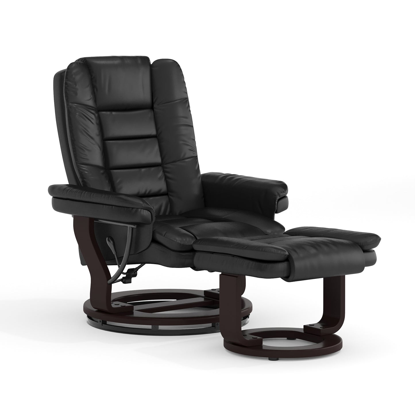 Flash Furniture Black Faux leather Upholstered Swivel Recliner with Ottoman Set