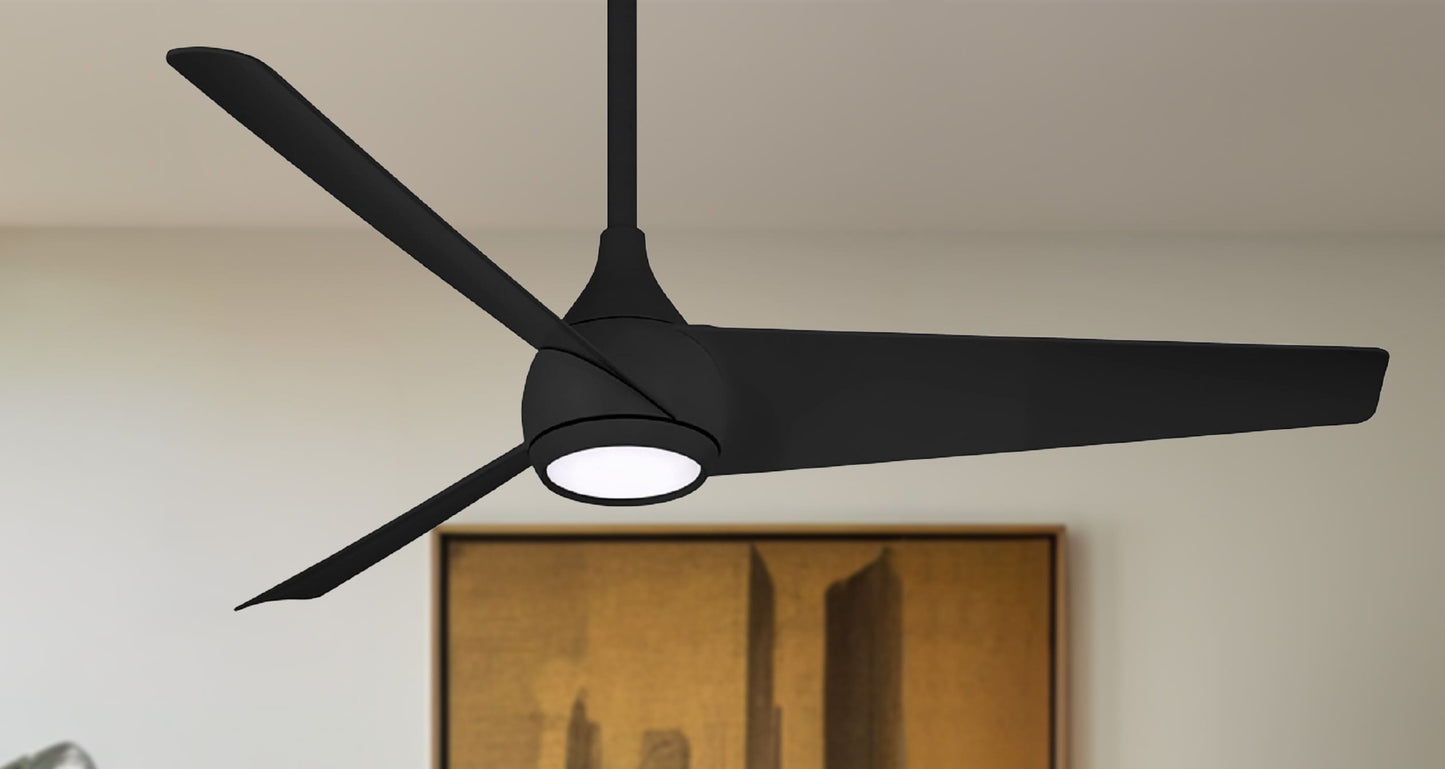 Minka Aire Twist 52-in Black Integrated LED Indoor Smart Ceiling Fan with Light and Remote (3-Blade) F678L-CL