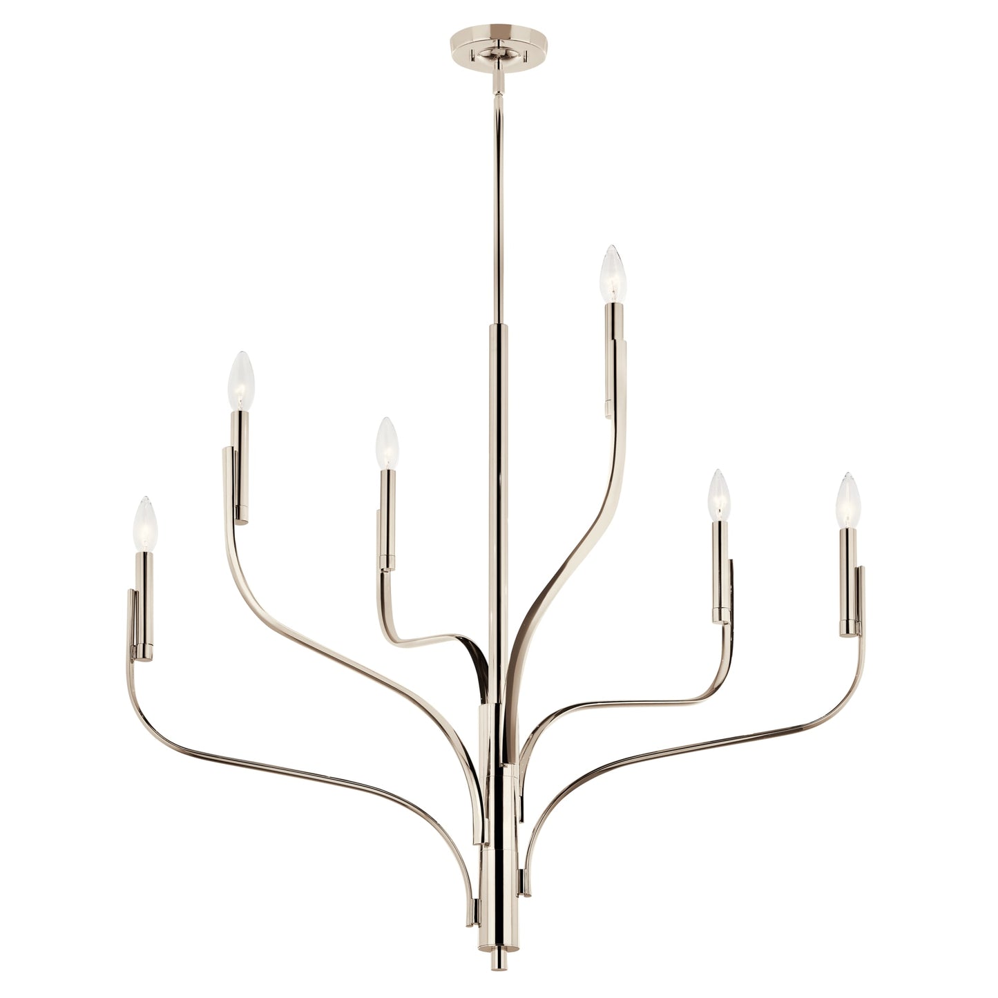Kichler Livadia 6 -Light Polished Nickel Modern/contemporary Bare bulb For Use in Bedrooms, Dining Rooms, Foyers, Kitchens, Living Rooms Chandelier 6297464