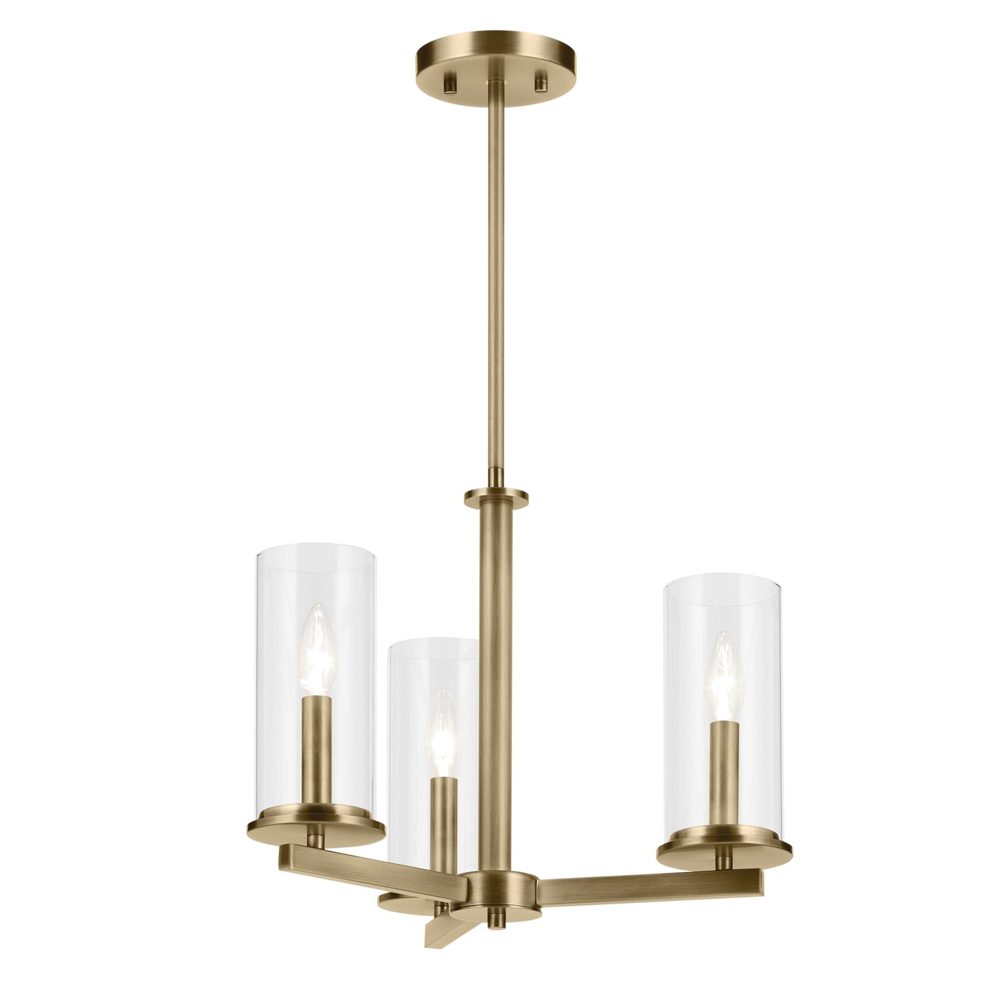 Kichler Crosby 3 -Light Gold Modern/contemporary For Use in Bedrooms, Dining Rooms, Foyers, Kitchens, Living Rooms Chandelier 6297516
