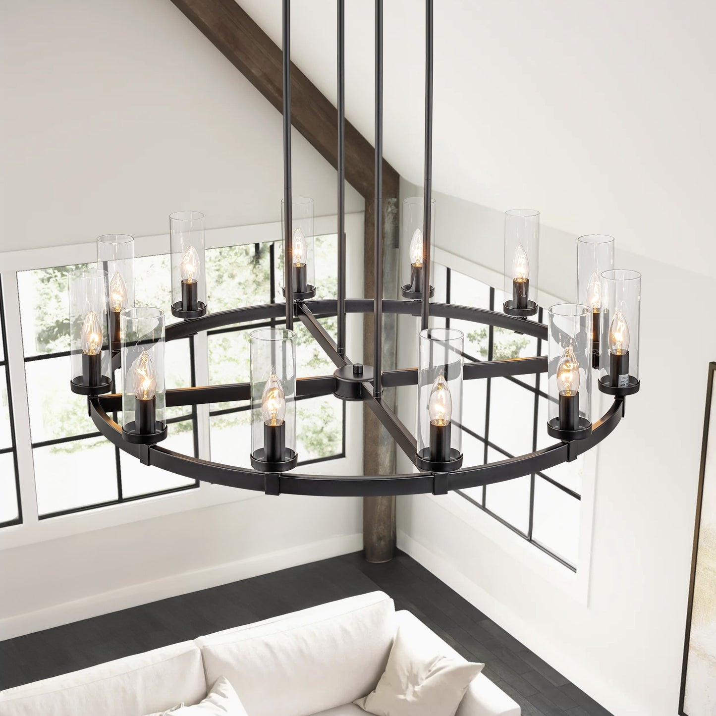 Rennnsan Brian 12 -Light Matte Black Modern/contemporary For Use in Bedrooms, Dining Rooms, Foyers, Kitchens, Living Rooms Chandelier