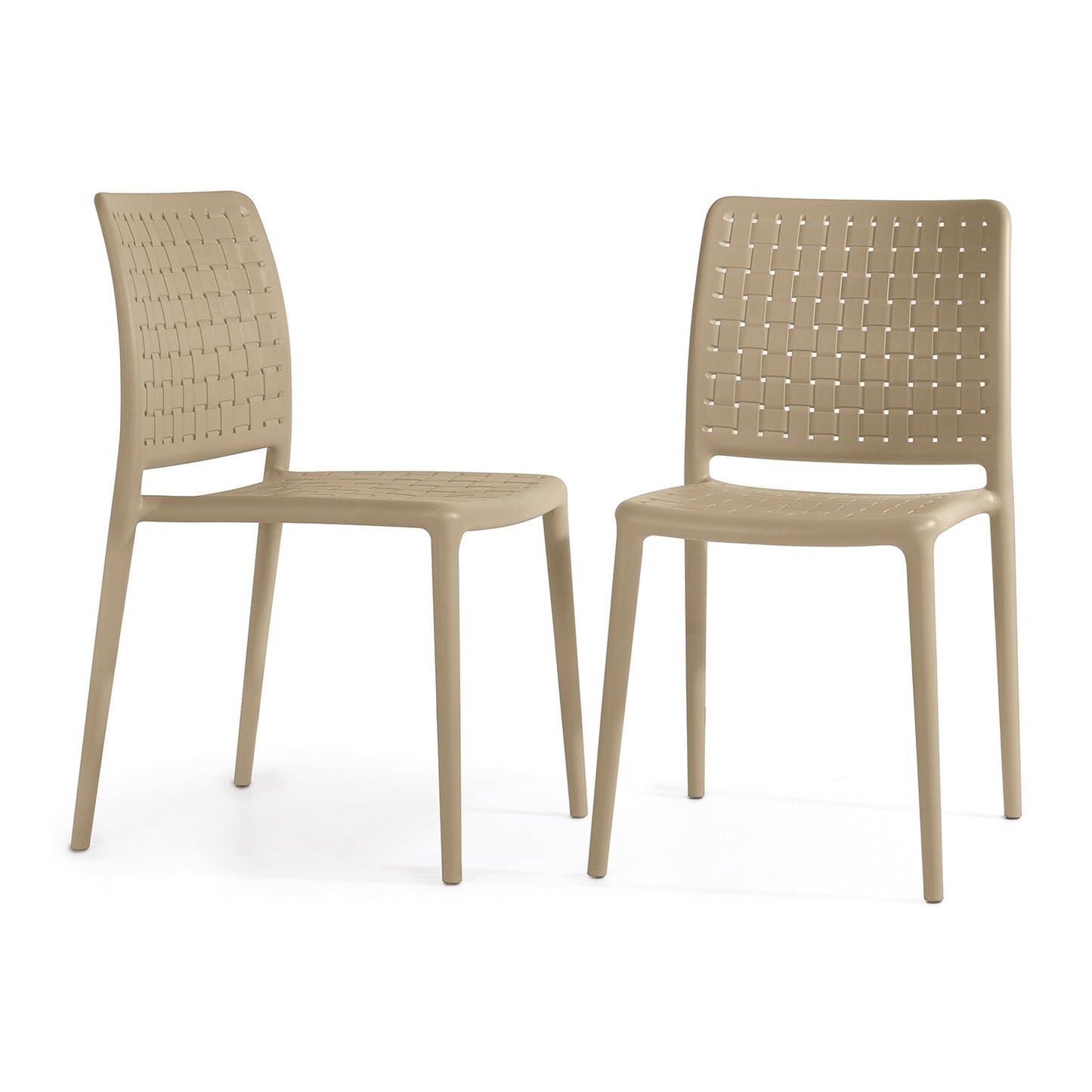 World Rug Gallery SeriesW1 Set of 2 Stackable Taupe Resin Frame Stationary Dining Chair with Solid Seat