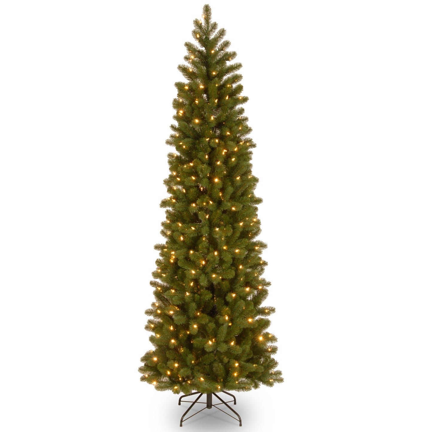 National Tree Company 7.5-ft Douglas fir Pre-lit Slim Artificial Christmas Tree with White Incandescent Lights