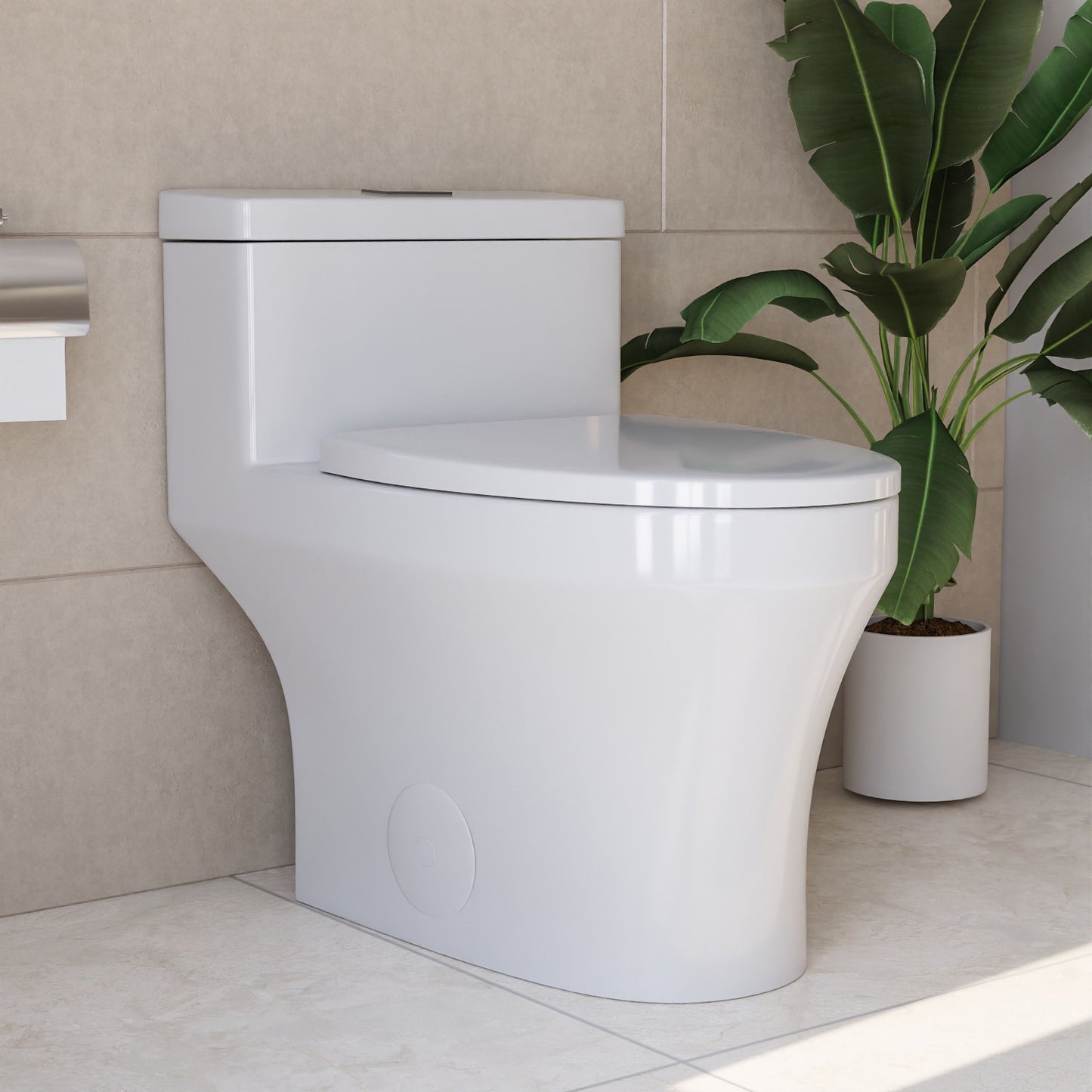 DeerValley Prism White Elongated Chair height 12-in Rough-In WaterSense 1.6 GPF Dual Flush Soft Close 1-piece Toilet