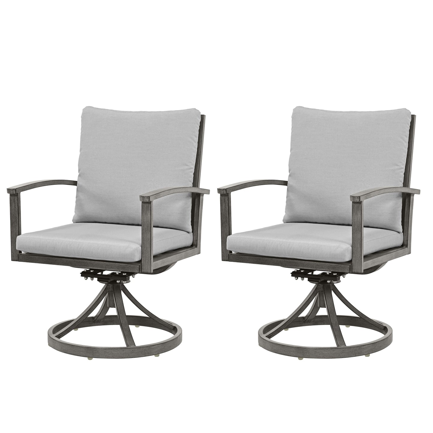 Modique Set of 2 Gray Aluminum Frame Swivel rocker Dining Chair with Gray Cushioned Seat