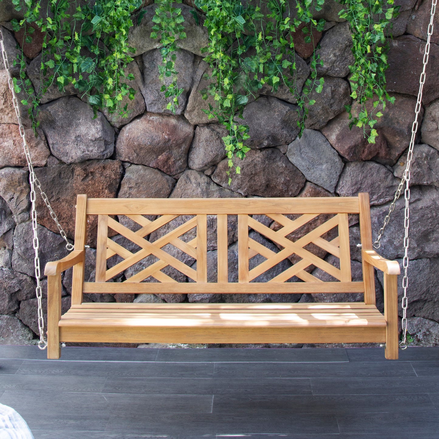 Cambridge Casual Rocca 2 -person Natural Teak Wood Outdoor Swing