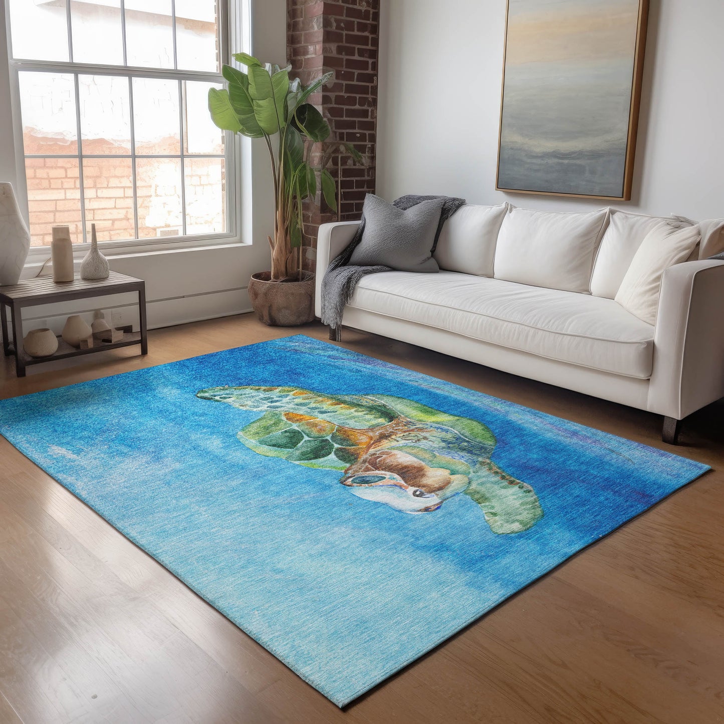 Addison Rugs Mayfield AMF148OC 8 x 10 (ft) Loomed Ocean Rectangular Indoor Geometric Machine washable Pet Friendly Area rug