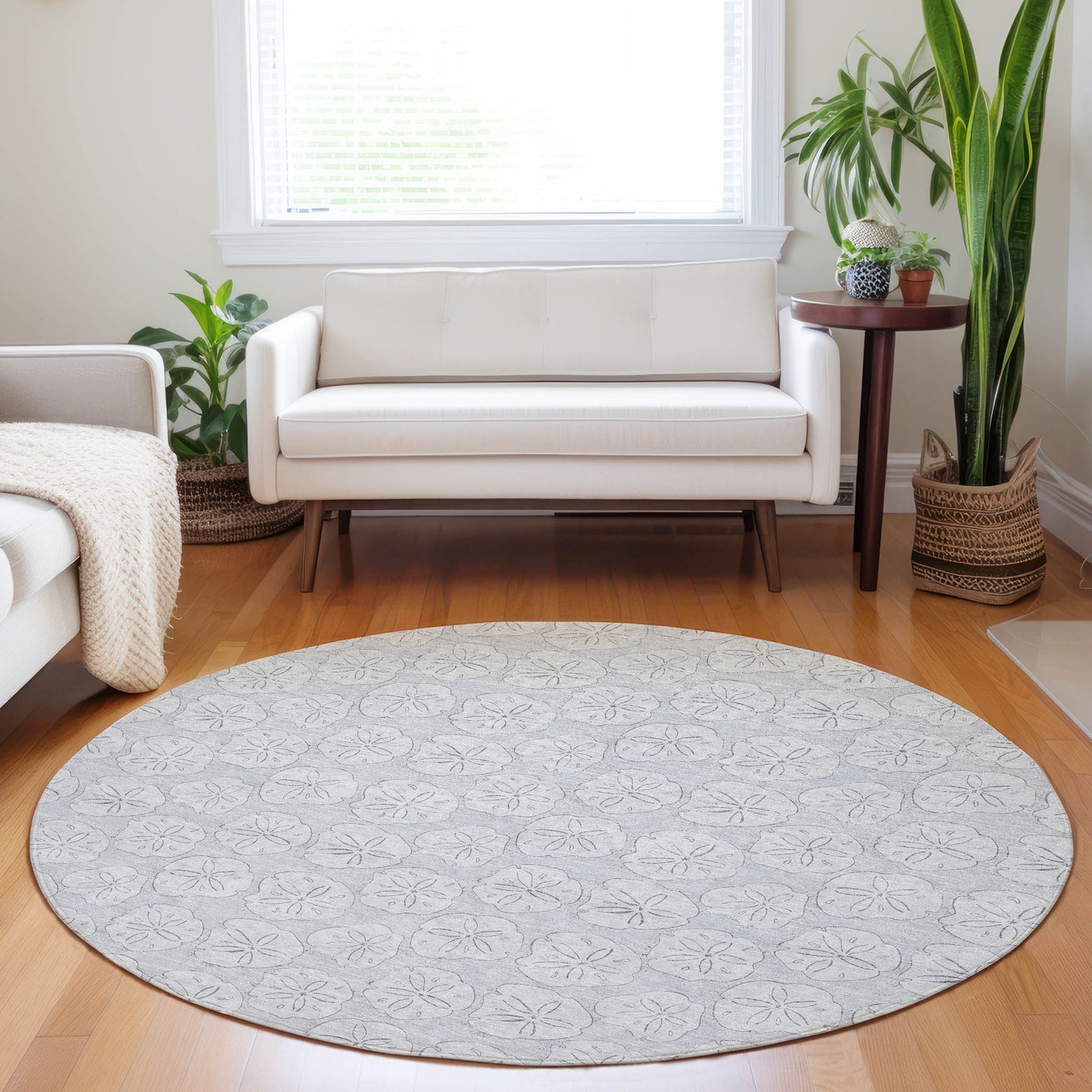 Addison Rugs Mayfield AMF189GY 8 x 8 (ft) Loomed Gray Round Indoor Geometric Machine washable Pet Friendly Area rug