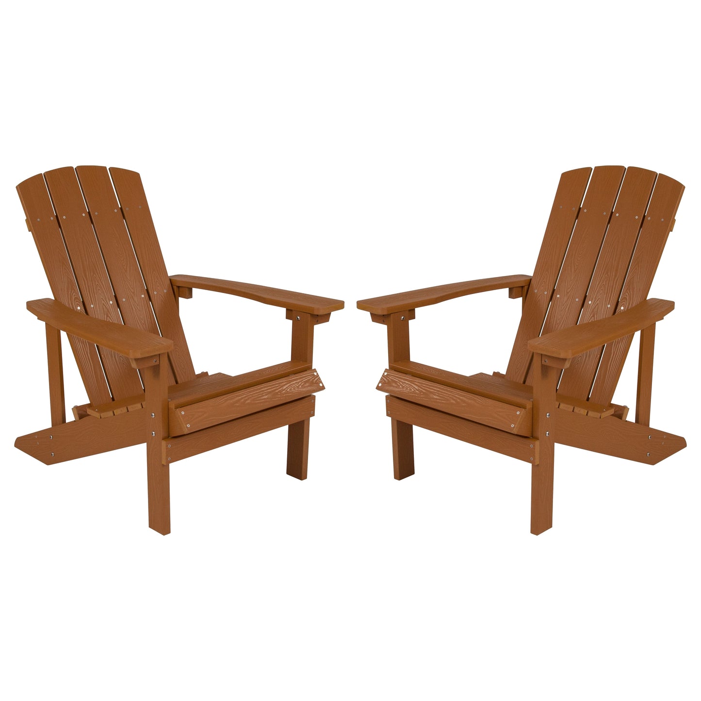 Flash Furniture Charlestown Set of 2 Brown Resin Frame Stationary Adirondack Chair with Slat Seat