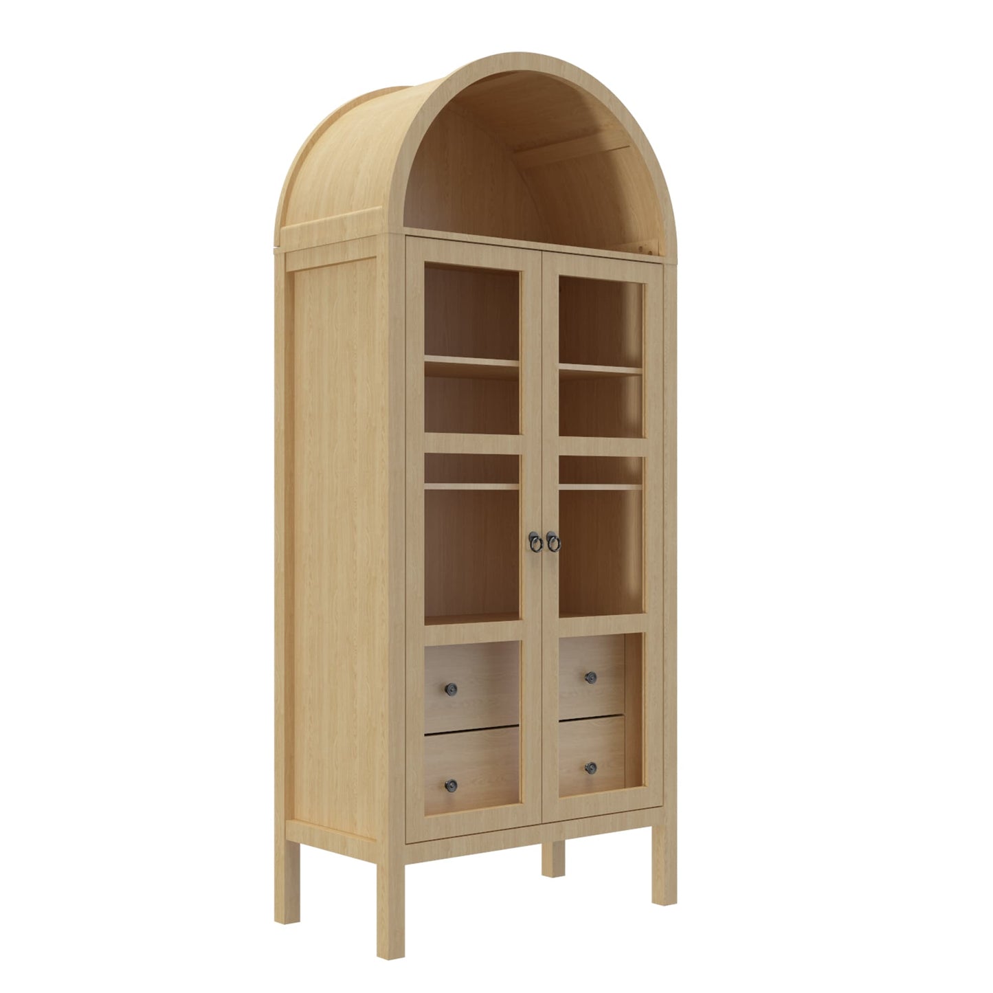 FurniFusion Rustic White China cabinet with Wine Storage