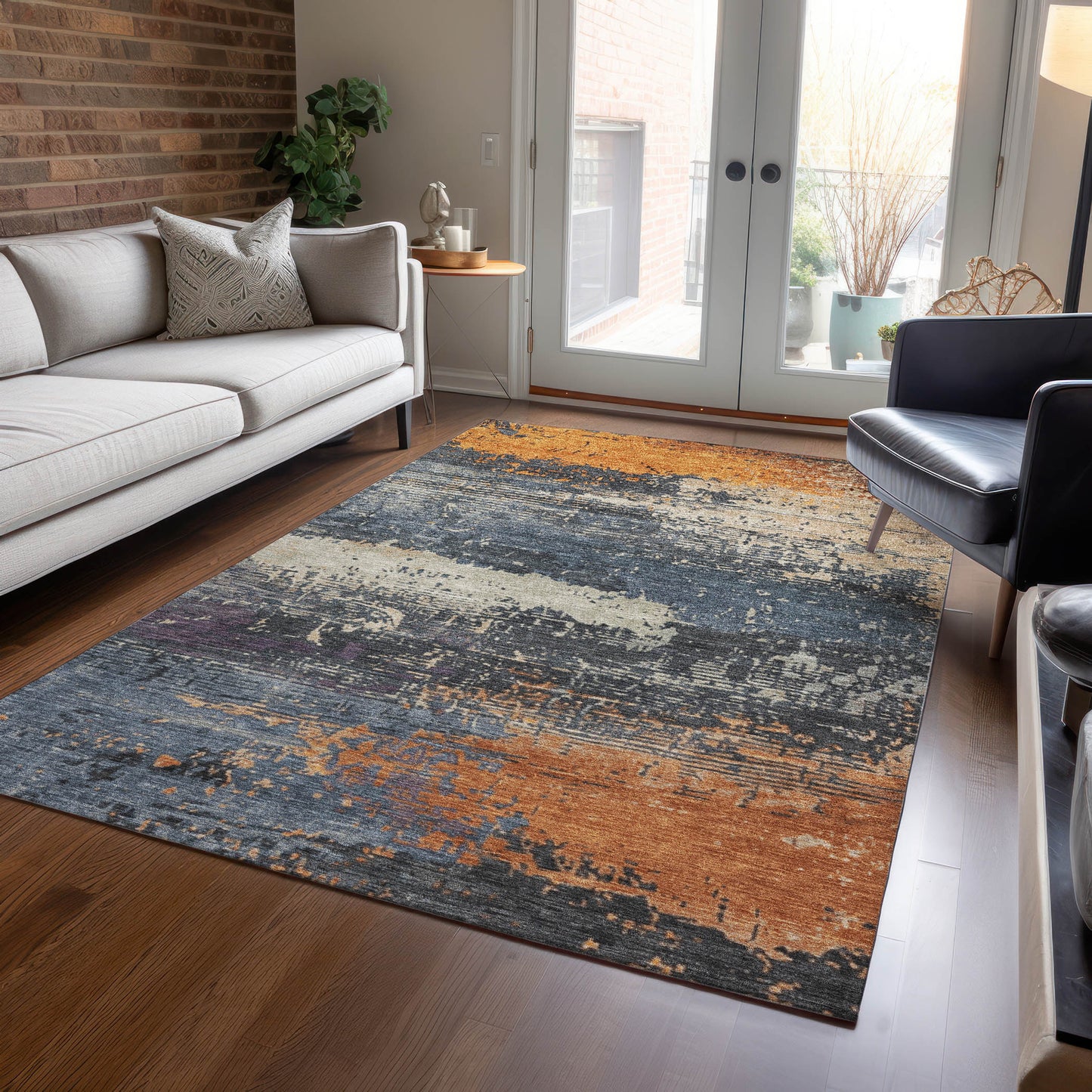 Addison Rugs Chantille ACN1777BU 8 x 10 (ft) Loomed Blue Rectangular Indoor/Outdoor Machine washable Pet Friendly Area rug