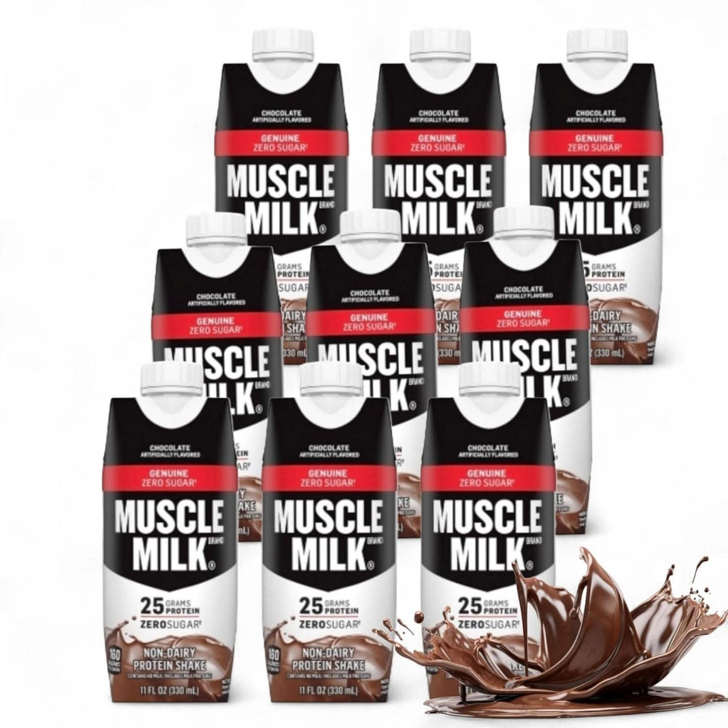 Muscle- Milk High Protein Chocolate Shake, 25g Protein, 11 fl oz Bottles (9 Pack) – Custom bundled by MOOCHI