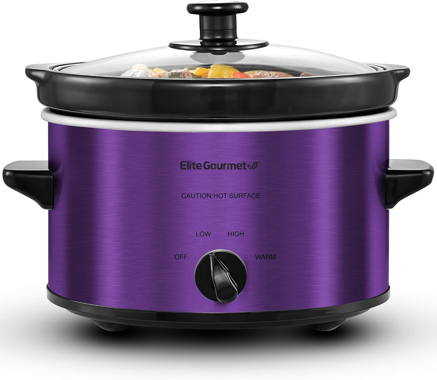 Elite Gourmet MST-275XP Electric Oval Slow Cooker, 2Qt Capacity, Purple