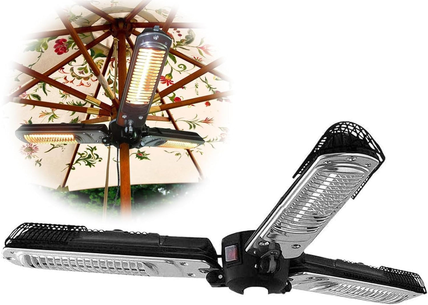 Electric Umbrella Heater, Outdoor Heater for Patio, Infrared Heating, Suitable Commercial and Residential, 500W/1000W/1500W Adjustable