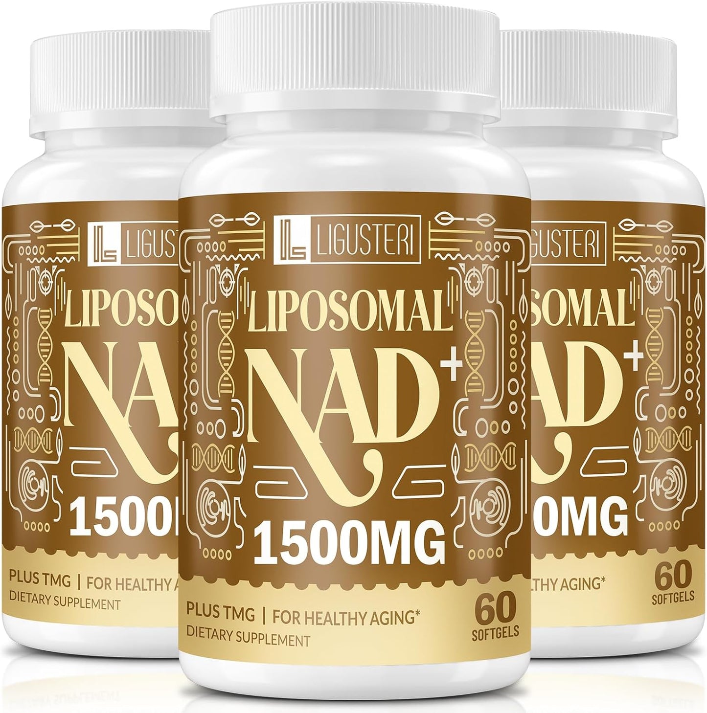 NAD+ Supplement for Women & Men 1500MG, 98%+ Absorption, Liposomal NAD+ with TMG, for Aging Defense, Cellular Energy, Heart & Brain Function, Longevity, 180 Softgels