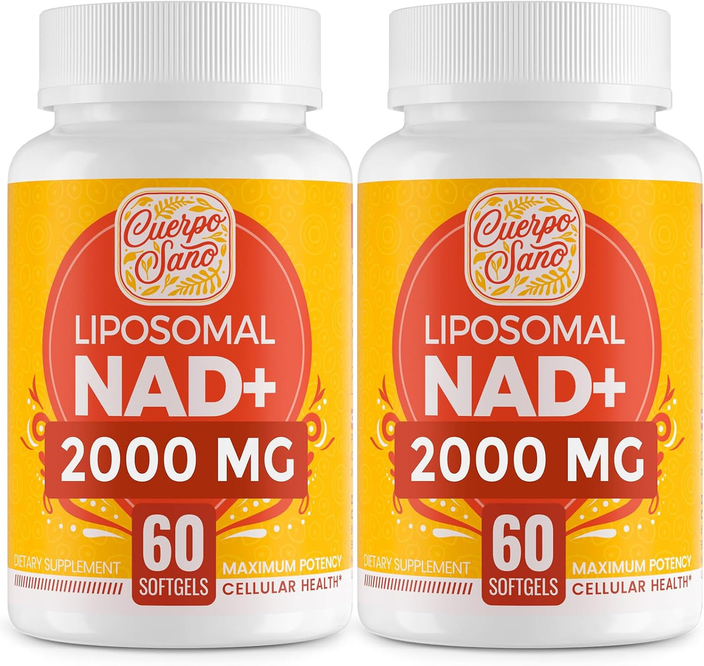 Cuerpo Sano 2000 MG NAD Supplement, Liposomal NAD+ with High Absorption, More Efficient Than Nicotinamide Riboside, Pure & Plus Boosting Supplement, Aging Defense, Metabolism & Cellular, 120 softgels