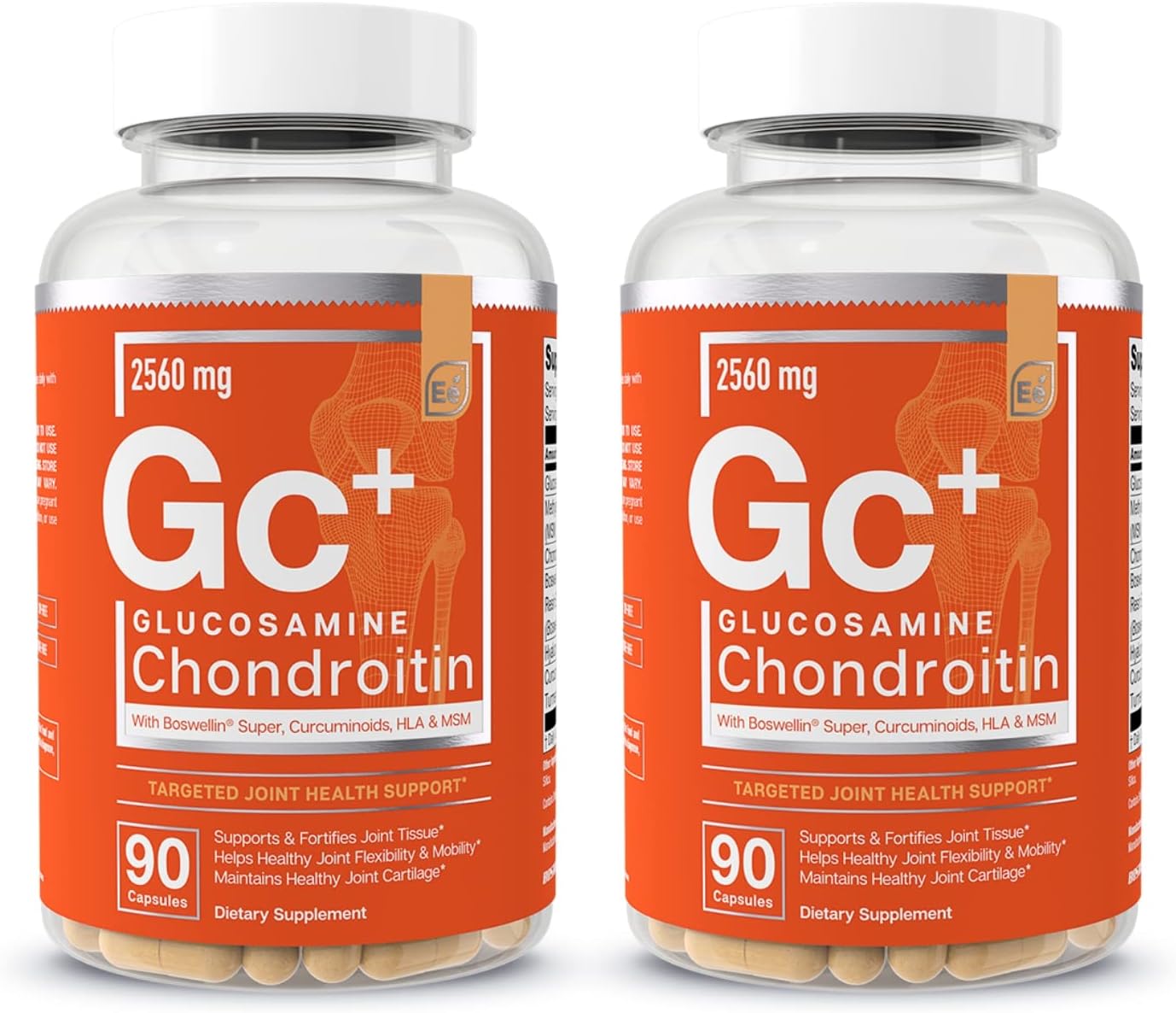 Essential Elements Glucosamine Chondroitin MSM Boswellia Serrata Hyaluronic Acid Supplement Joint Support Antioxidant Supplement for Flexibility - 180 Capsules (2-Pack)