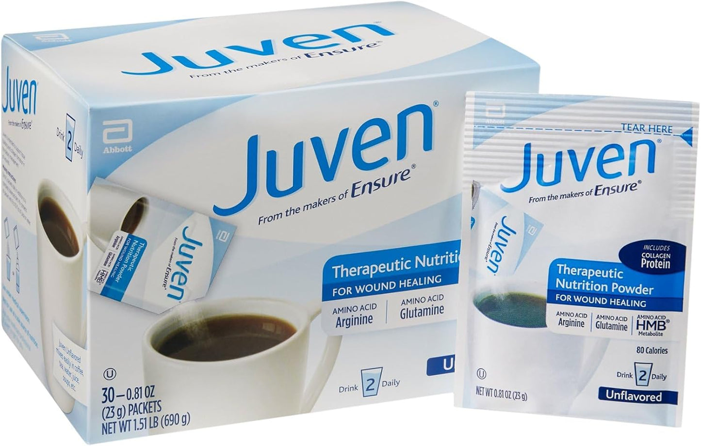 Medline Juven Powder Nutritional Supplement (Unflavored, Packaging), 0.81 Ounce each, 30 Count (Pack of 1)