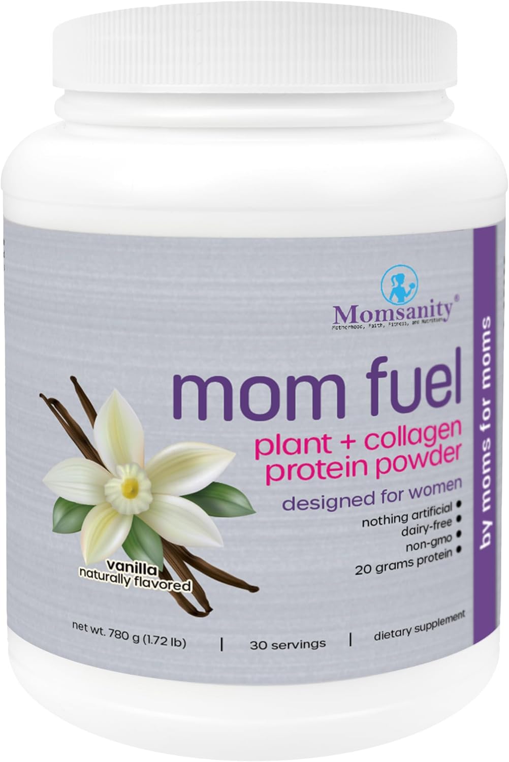Momsanity Dairy-Free Meal Replacement Protein Powder for Women - Plant & Collagen Protein Blend | 20g Protein (Vanilla)