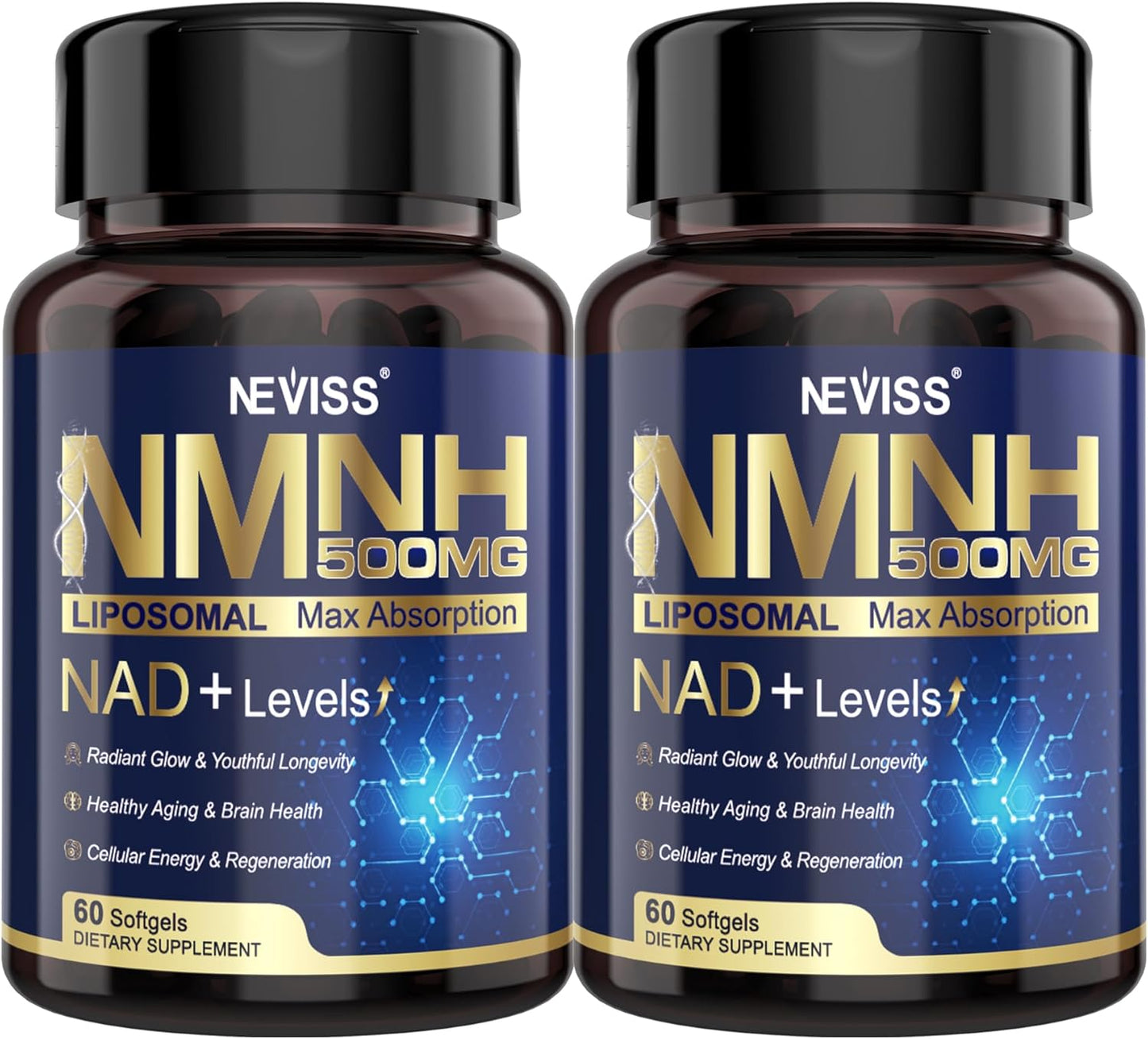 NAD+ Supplement, Next-Gen NMNH Liposomal 500mg, NR NMN Supplement Alternative, High Absorption NAD+ with Curcumin, Niacinamide for Cellular Energy, DNA Repair, Healthy Aging, 120 Softgels