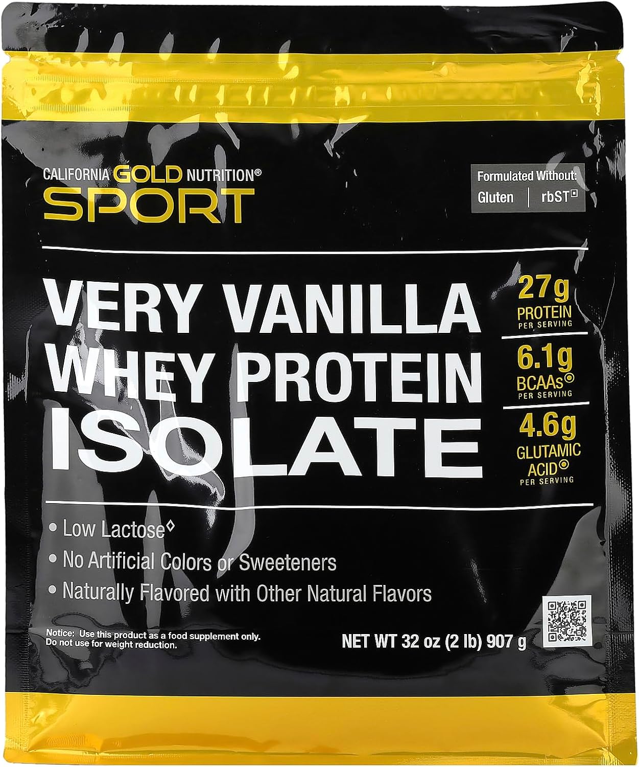 California Gold Nutrition Sport, Whey Protein Isolate with Organic Cane Sugar, with Sunflower Lecithin, Very Vanilla, 2 lb (907 g)