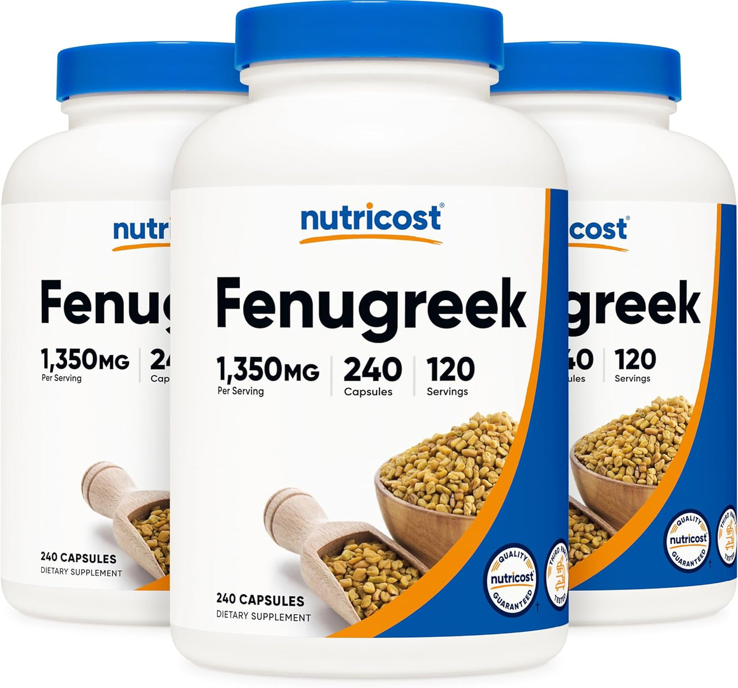 Nutricost Fenugreek Seed 1350mg, 240 Capsules (3 Bottles) - Gluten Free, Non-GMO