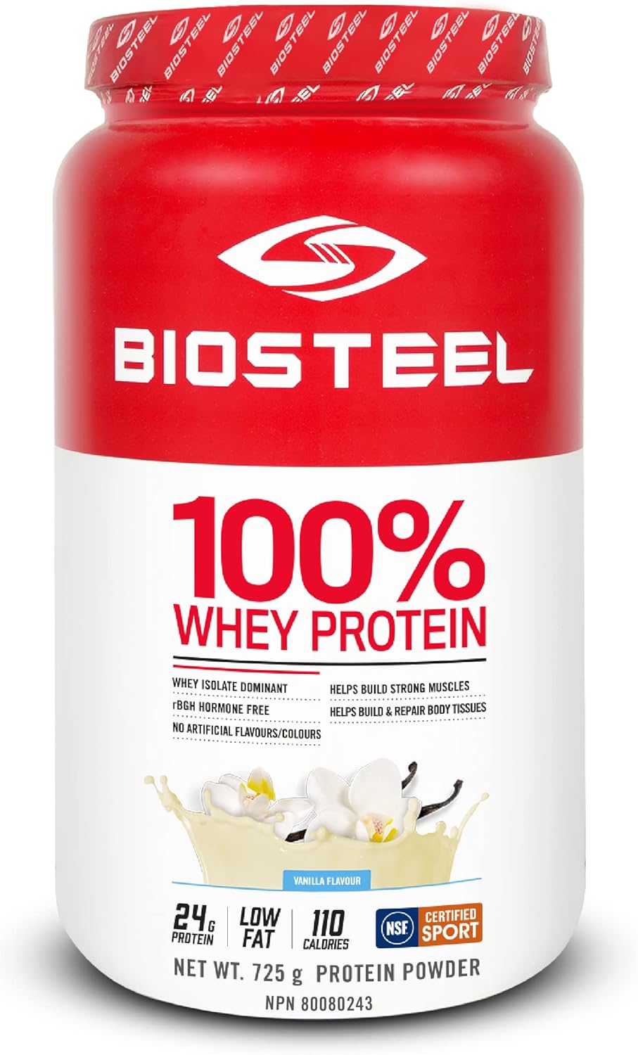 BioSteel Sports Vanilla 100% Whey Protein Powder Supplement, rBGH Hormone Free & Non-GMO Post Workout Formula, 25 Servings, 25.5 Ounces Trusted by Pro Athletes, NSF for Sport