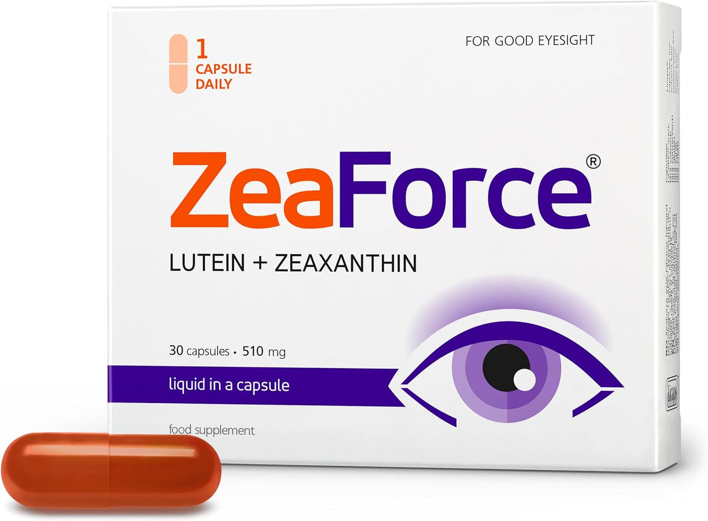 ZeaForce - Excellent Vision with 1 Capsule\/Day. Concentrated Composition. Multidirectional Action. Liquid Formula for Complete Absorption and Faster Effect. Laboratory Tested. (1 Month Supply)
