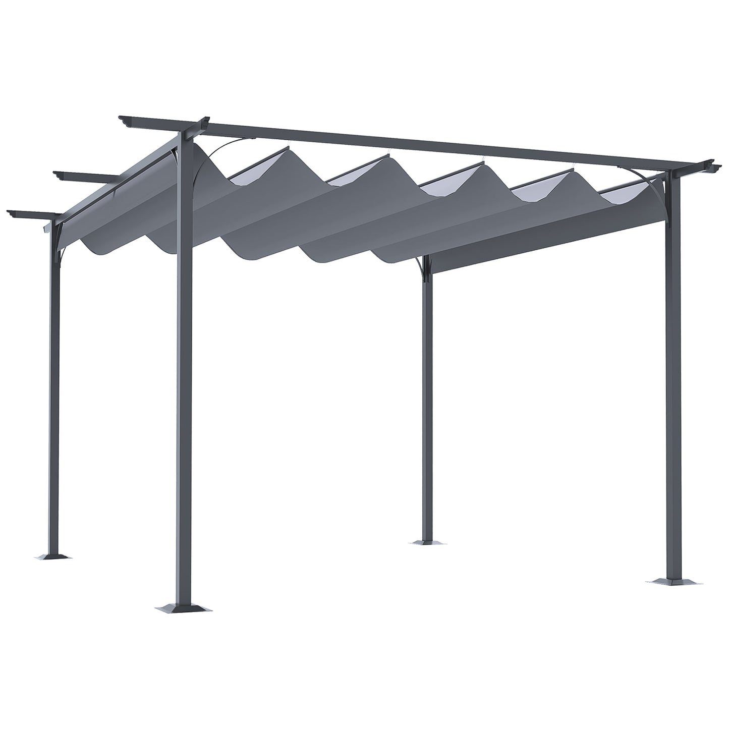 Outsunny 11.5' x 11.5' Retractable Pergola Canopy UV Protection Sun Shade for Garden Grill Patio Backyard Gray