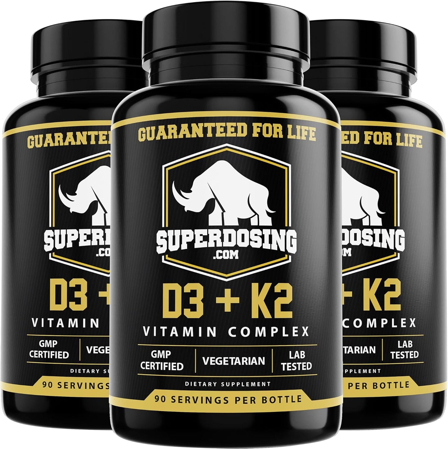 Best Value, Max Strength 10,000 iu Vitamin D3 and 1500 mcg Vitamin K2 Supplements 3 Bottle Pack. D3K2 Vitamins and Supplements for The Health. D3-K2 MK4 Capsules, Best K2D3 Vitamin for Immune System