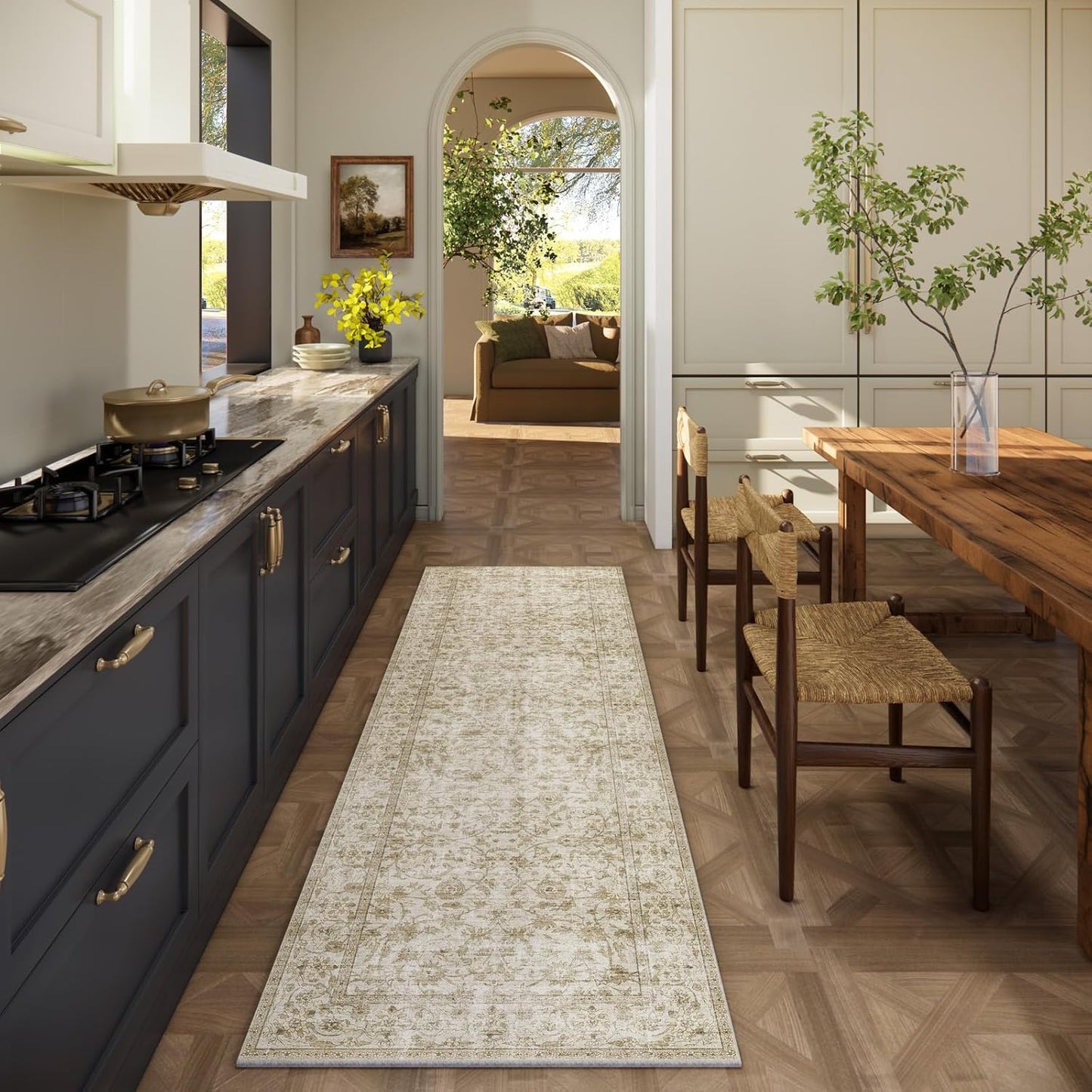 Washable Kitchen Rug Runners for Hallways: 2'x6' Bedroom Runner Rug Non Slip Low-Pile Stain Resistant Soft Carpet Runner for Indoor Entryway Hallways Kitchen Laundry Room Beside Farmhouse