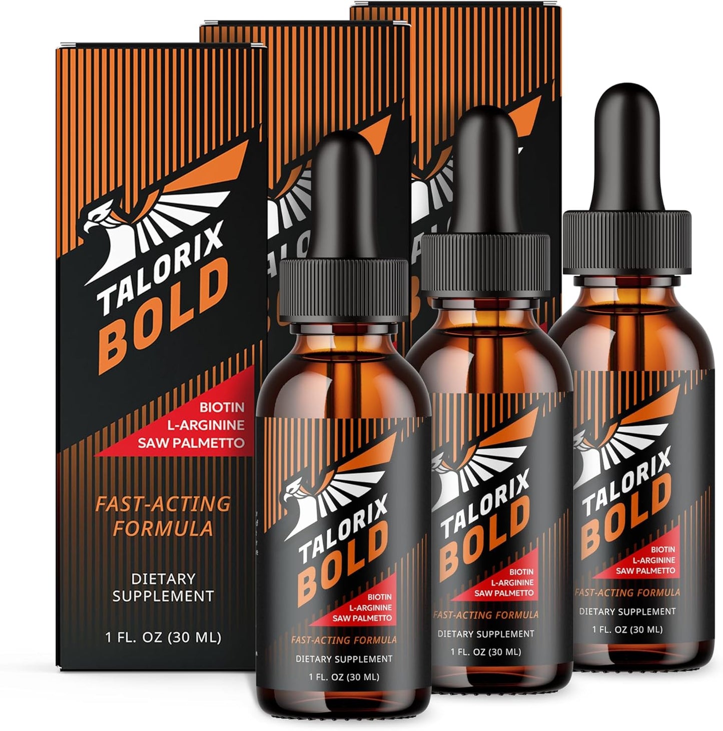 Talorix Bold | Vitamins Drops for Men | Biotin, Saw Pametto & L-Arginine Formula | 1 Fl Oz | 3 Pack