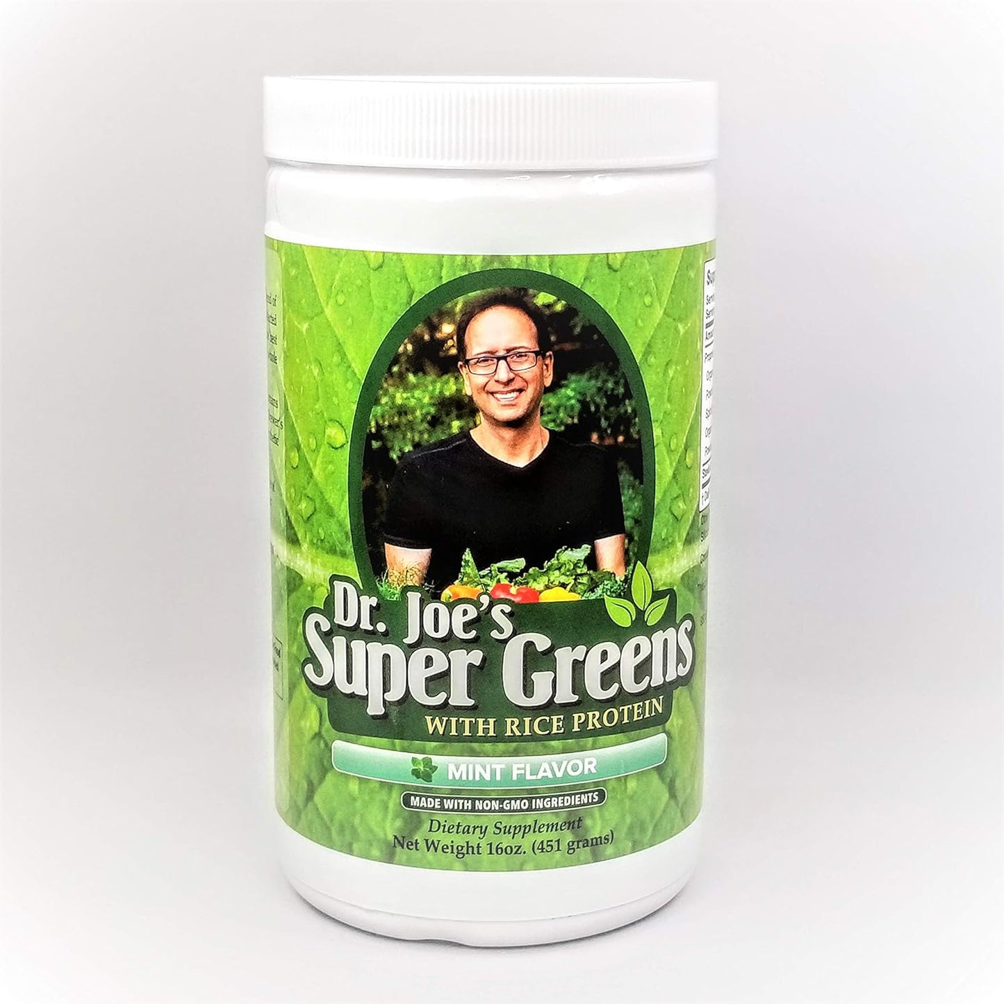 Dr. Joe's Super Greens - Mint Flavor - Vegan, Green, Superfood Powder with Rice Protein