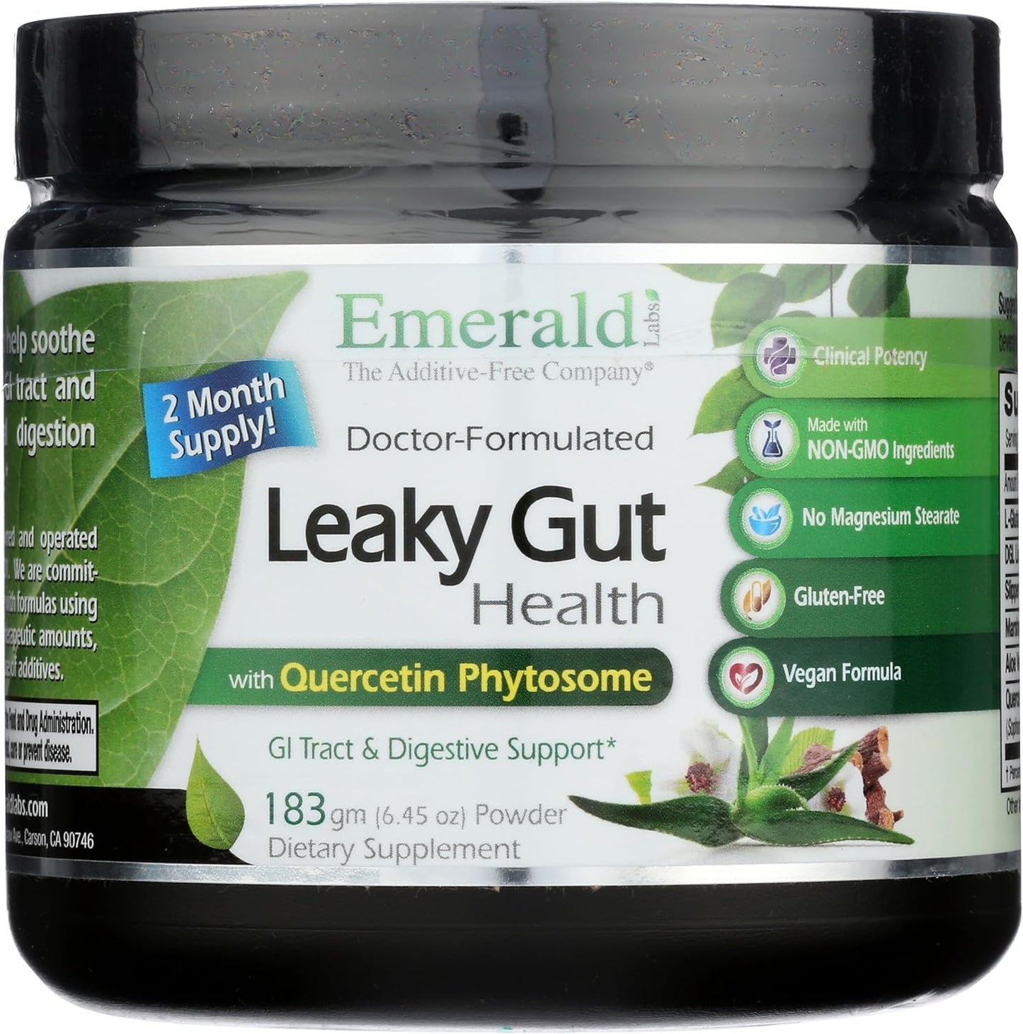 Emerald Labs Leaky Gut Health - Digestive Support Supplement with DGL Licorice, Aloe Vera Extract & More - Supports Colon & Gut Health - 6.45 oz (Up to 60-Day Supply)