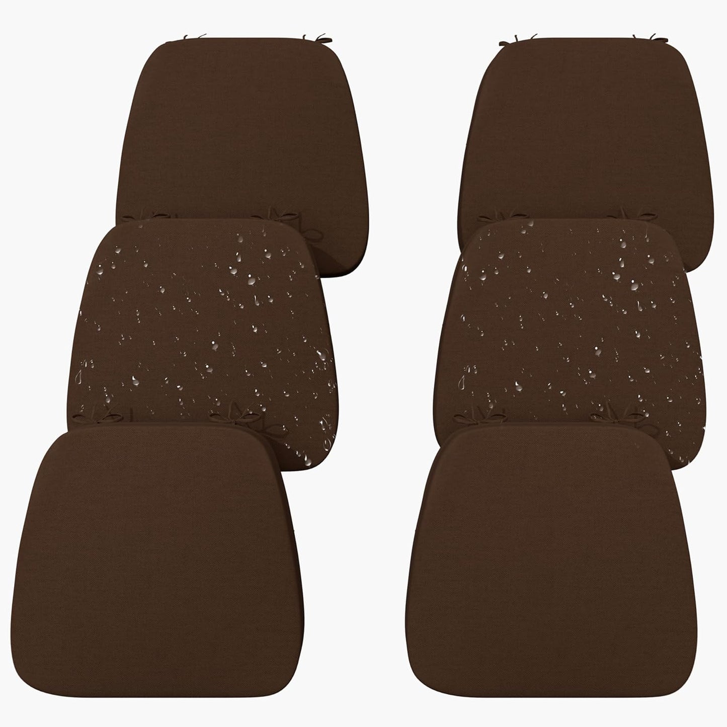 Iristykilin 17'' x 16'' x 2.5"Thick Chair Cushions for Dining Chairs, 6 Pack WaterProof Easy Clean Kitchen Chair Pads with Ties and Non-Slip Backing - 30D High Elastic Foam Soft Kitchen Chair Cushions