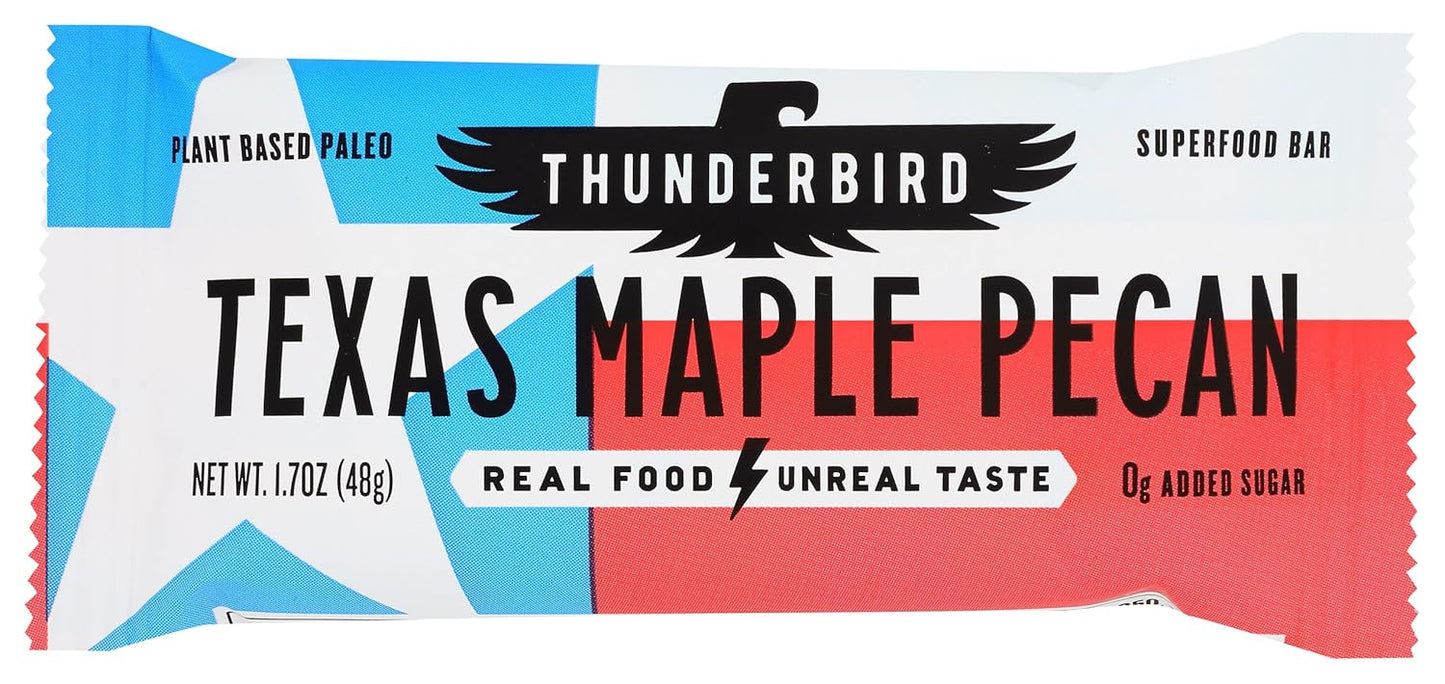 Thunderbird Superfood Bar, Texas Maple Pecan, No Added Sugar, Plant-Based, Paleo Friendly, Gluten Free & Non-GMO, 1.7 Ounce (Pack of 12)