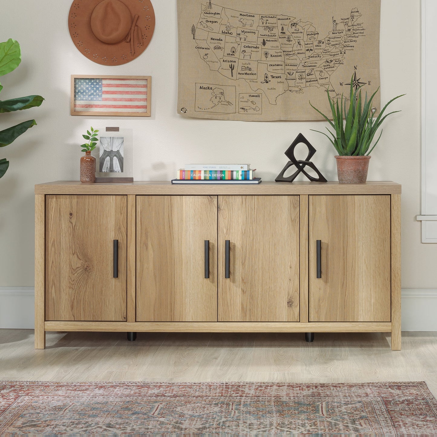 Erie Collection, by Sauder Television Stand for TV' up to 60", Timber Oak finish