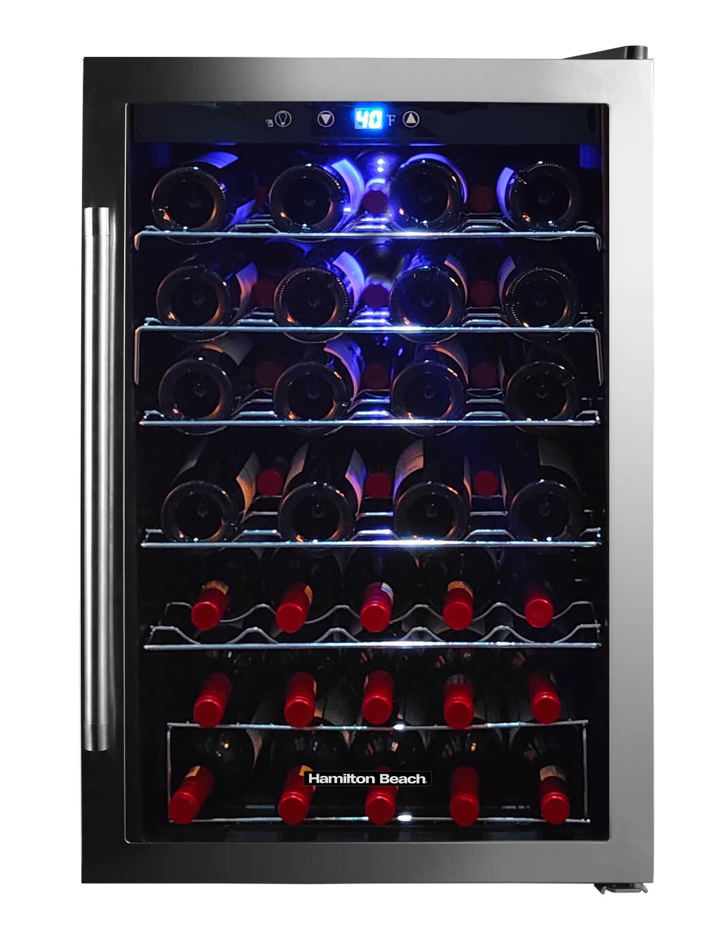 Hamilton Beach, 22 Bottle, 2.6 Cu. Ft. Wine/Beverage Center, Glass Door, Black