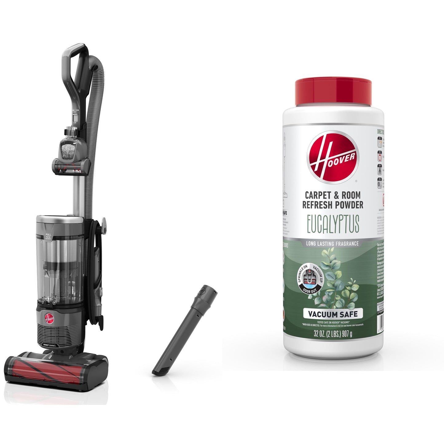 Hoover Bagless Upright Vacuum, Windtunnel Swivel Pet & Hoover Eucalyptus Carpet & Room Refresher Carpet Powder, 32oz