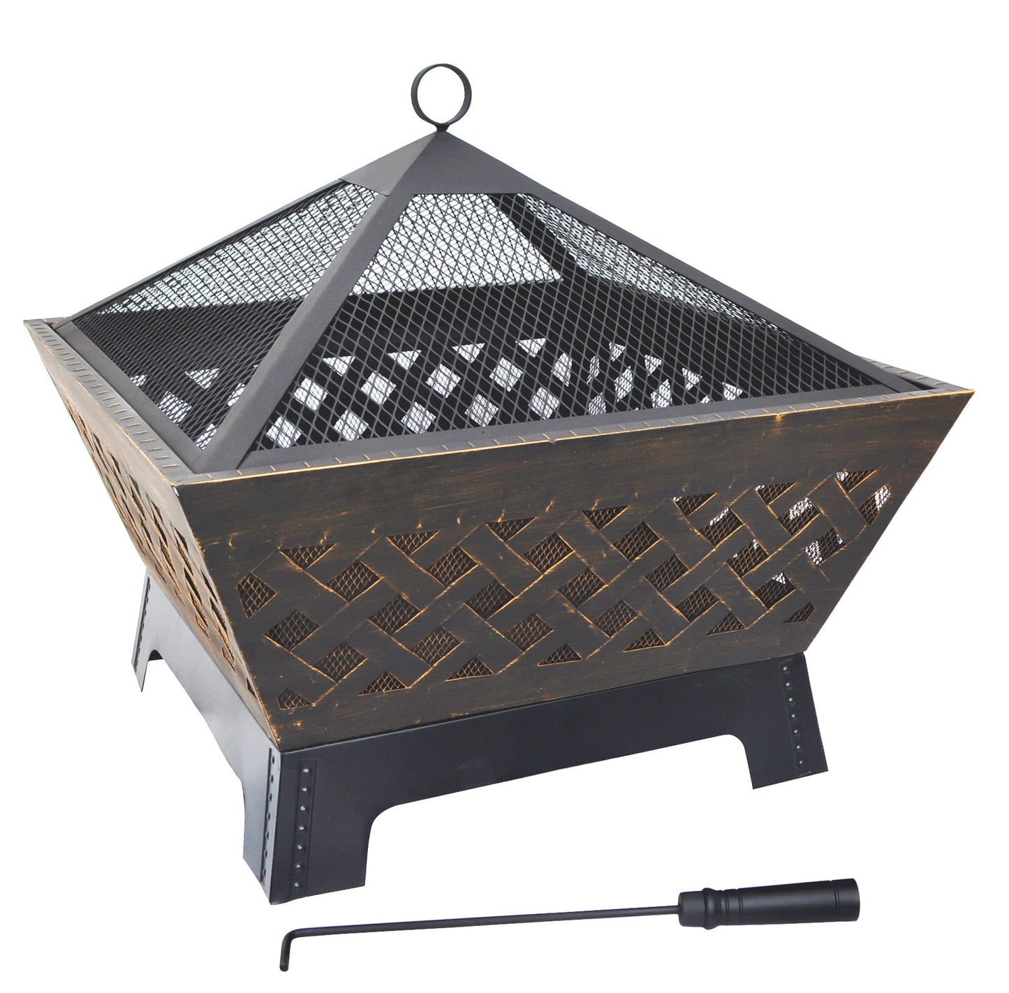 Metal Square Firepit, 26.5-inch