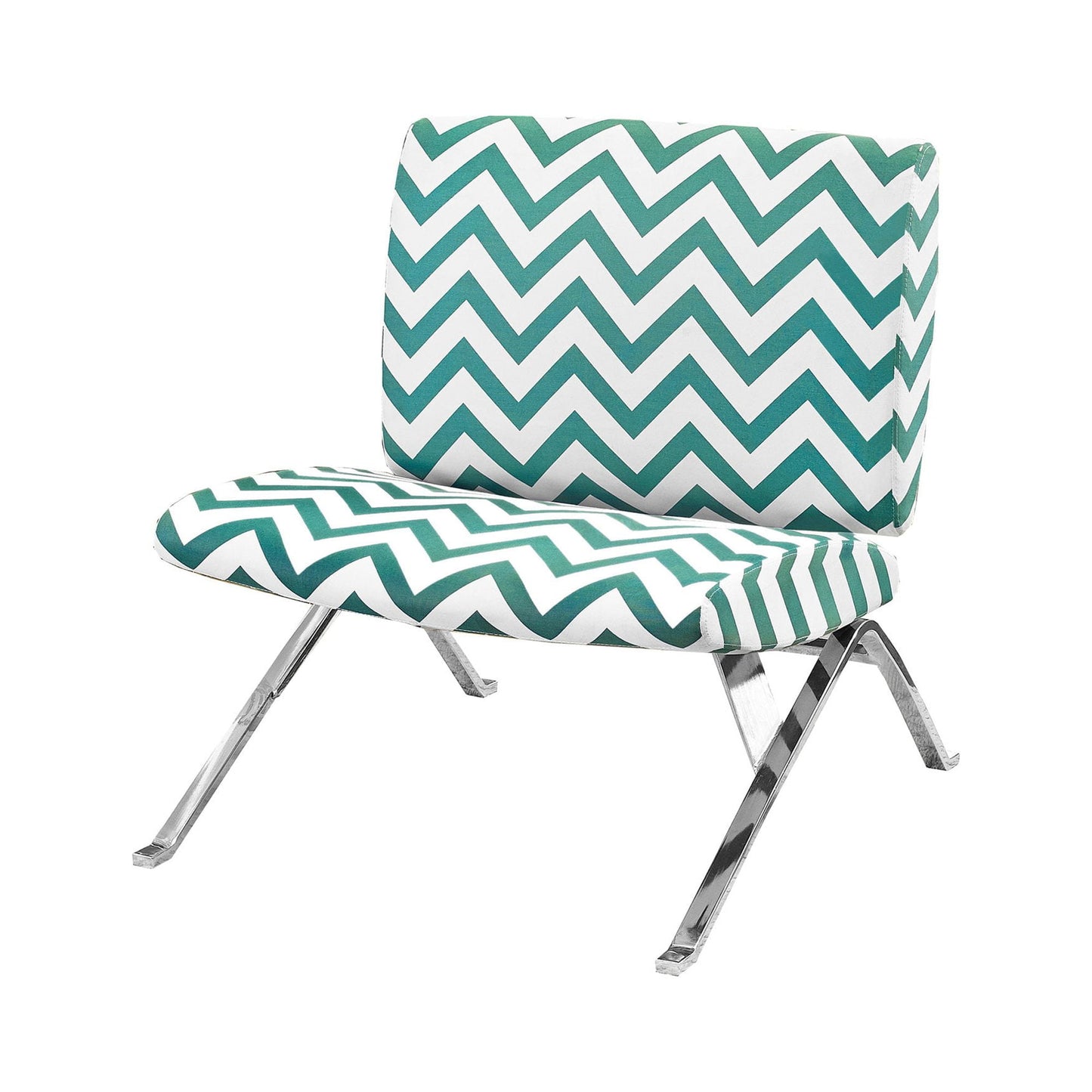 Monarch Specialties Accent Chair, Armless, Fabric, Living Room, Bedroom, Green Fabric, Chrome Metal