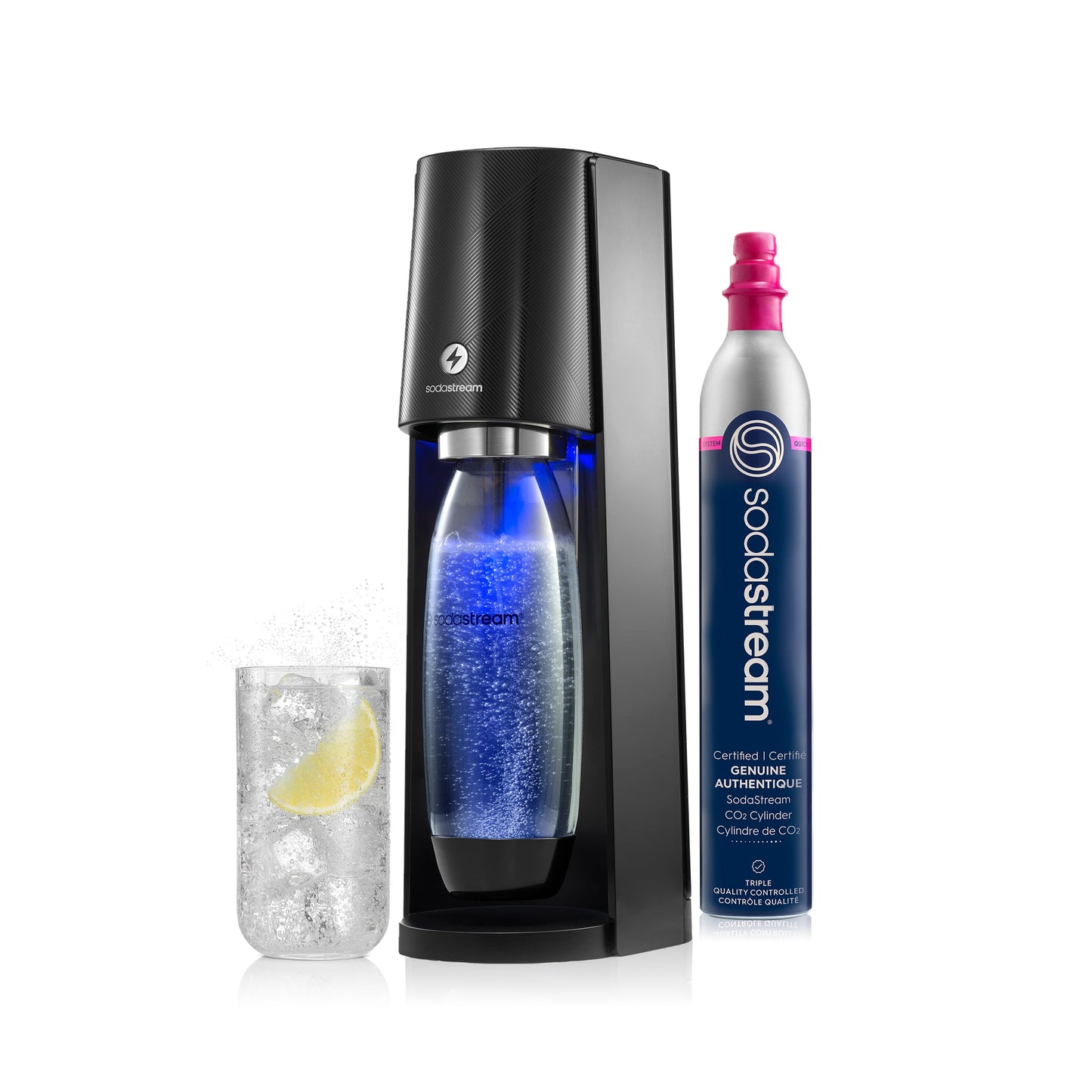 SodaStream E-Terra (Black) Sparkling Water Maker with CO2 and Carbonating Bottle