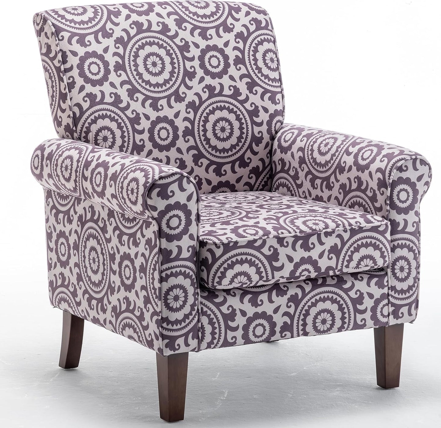 US Pride Furniture Classic Accent Armchair with Birch Wood Frame and Comfortable Rolled Armrests Arm Chairs for Living Room Bedroom and Office Décor 02 Printed Fabric